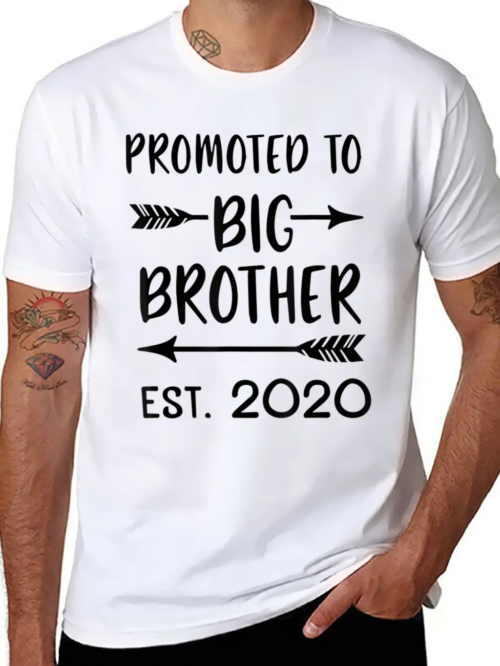 Promoted To Big Brother Est 2020 Vintage Arrow Boy Basic Graphic T-Shirt – Daily Comfort In Soft Cotton