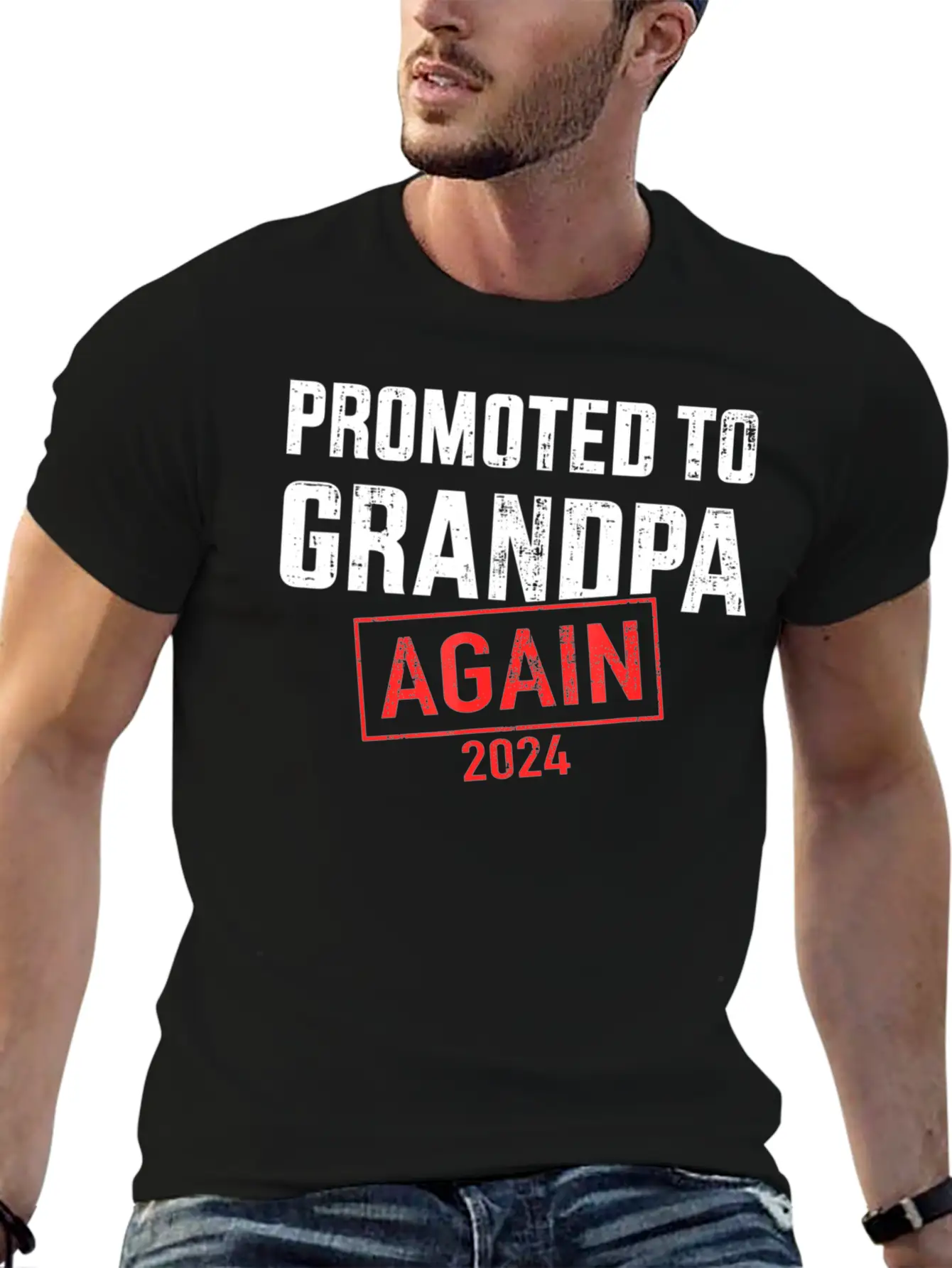 Promoted To Grandpa 2024 Again Essential Cotton Tee For Daily Outfits – Unisex Style
