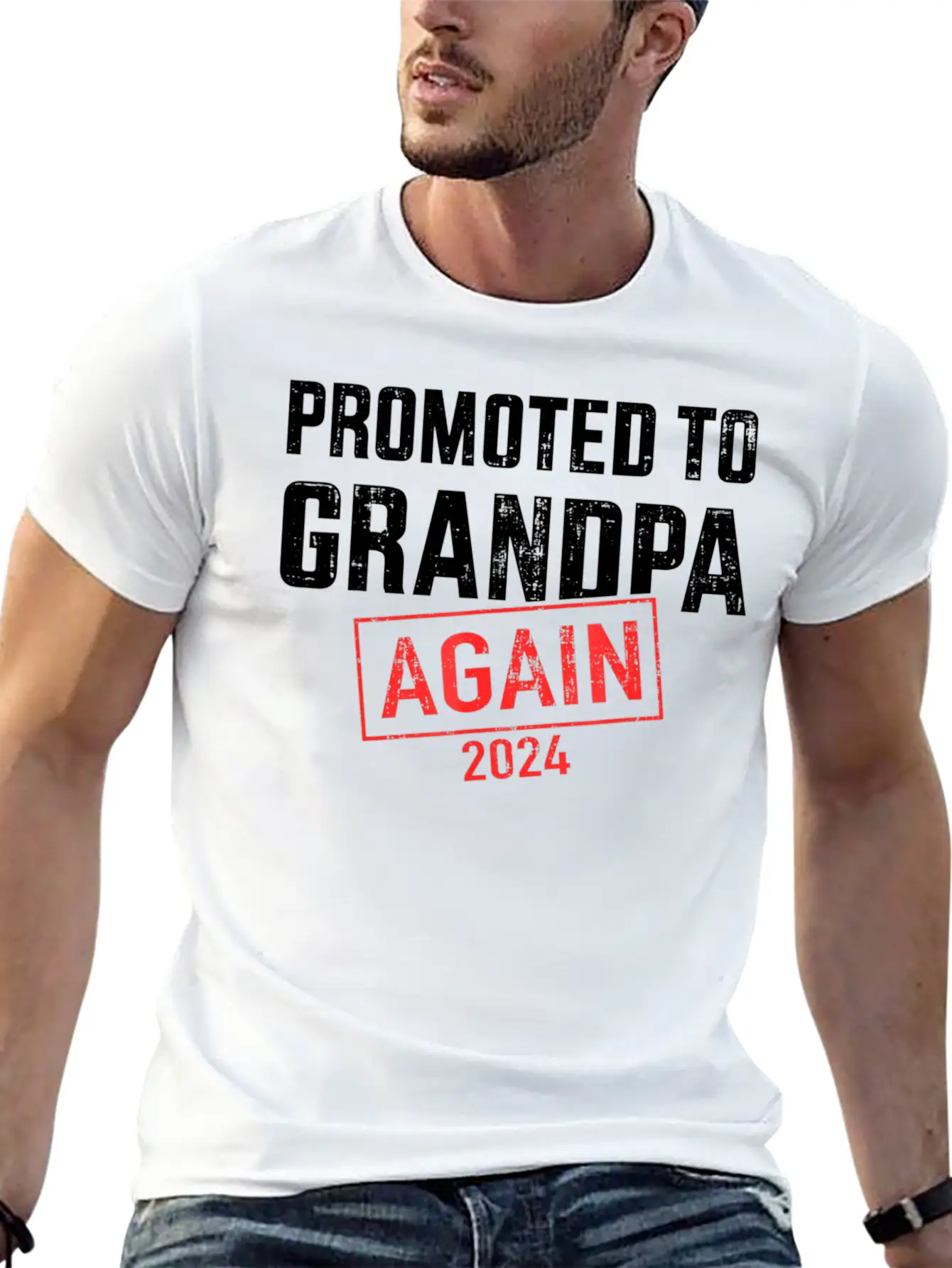 Promoted To Grandpa 2024 Again Essential Cotton Tee For Daily Outfits – Unisex Style