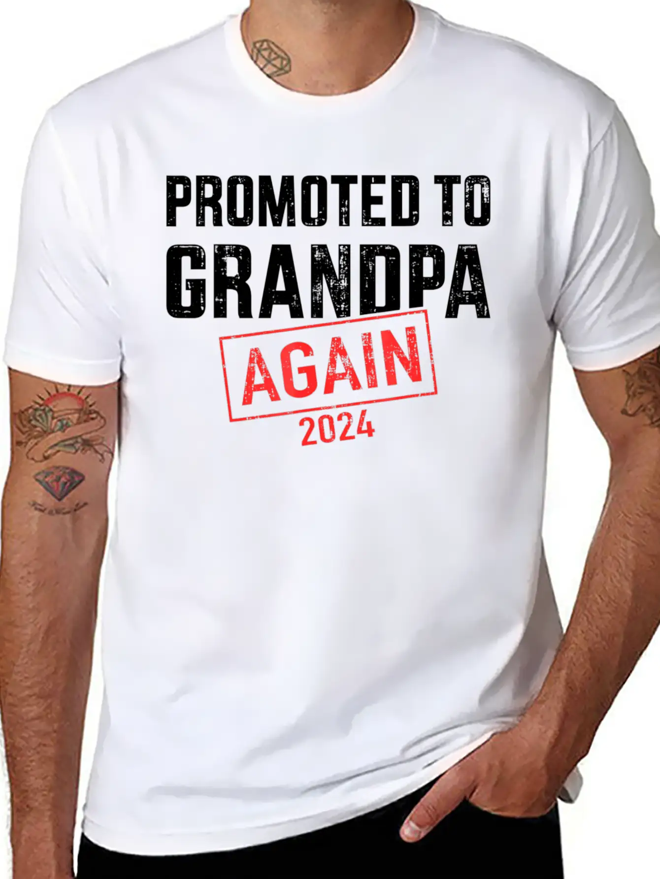 Promoted To Grandpa 2024 Again Essential Cotton Tee For Daily Outfits – Unisex Style