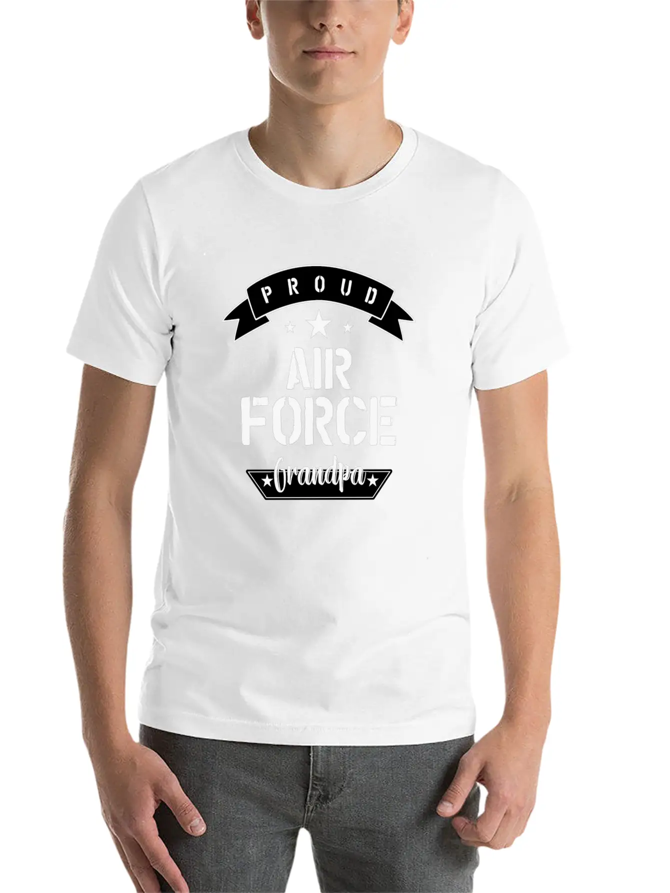 Proud Air Force Grandpa Basic Graphic T-Shirt – Daily Comfort In Soft Cotton