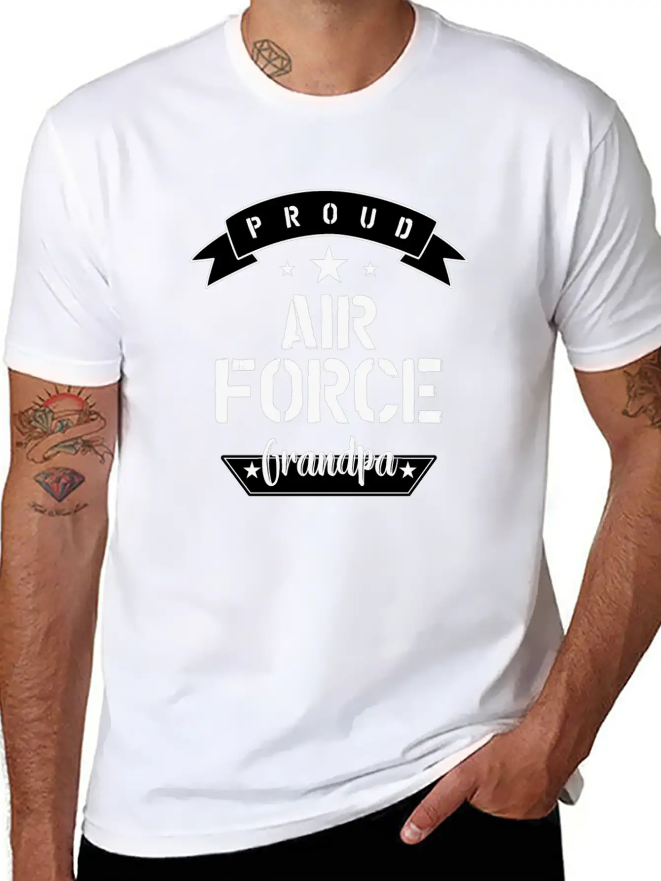 Proud Air Force Grandpa Basic Graphic T-Shirt – Daily Comfort In Soft Cotton
