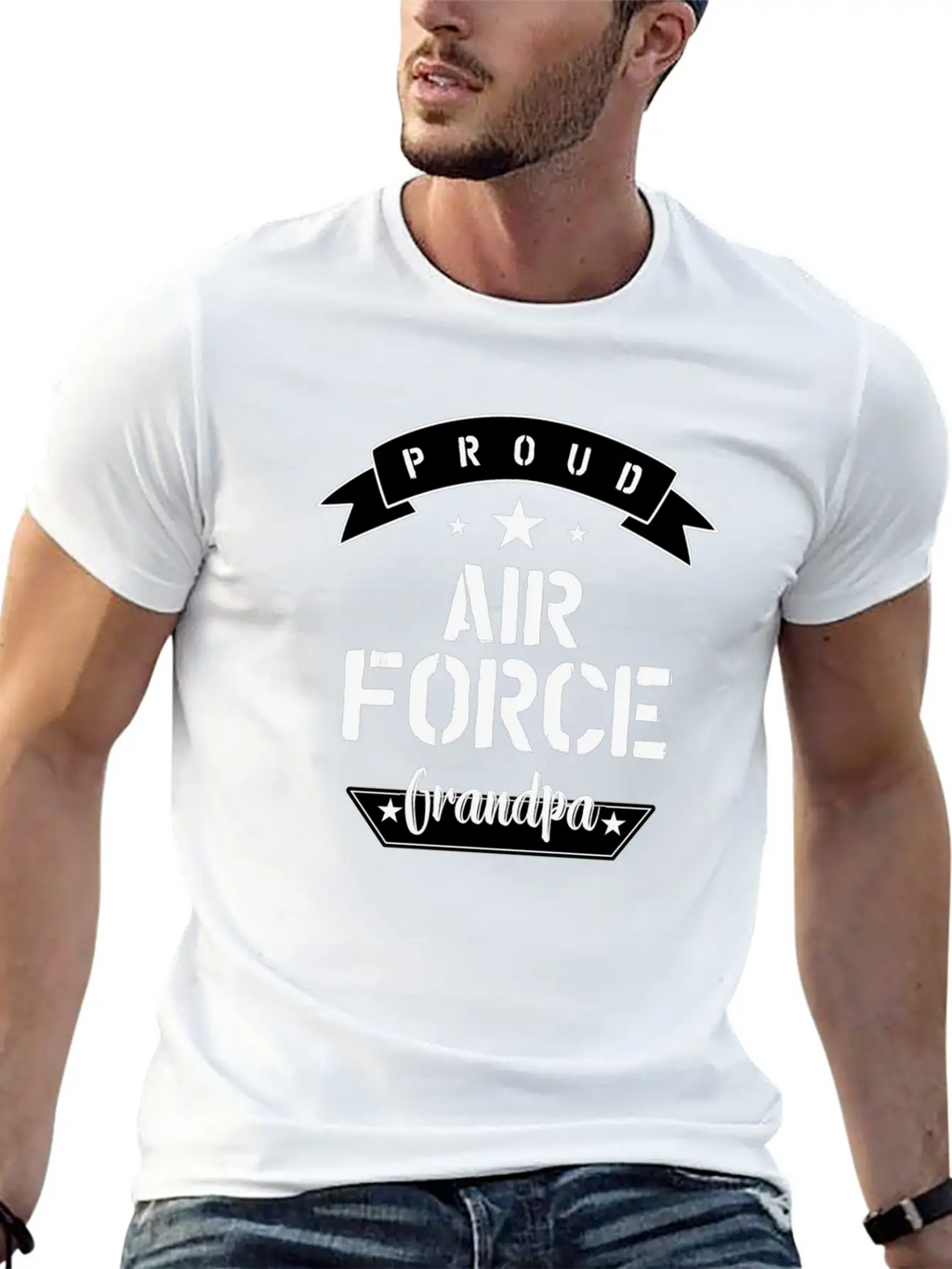 Proud Air Force Grandpa Basic Graphic T-Shirt – Daily Comfort In Soft Cotton