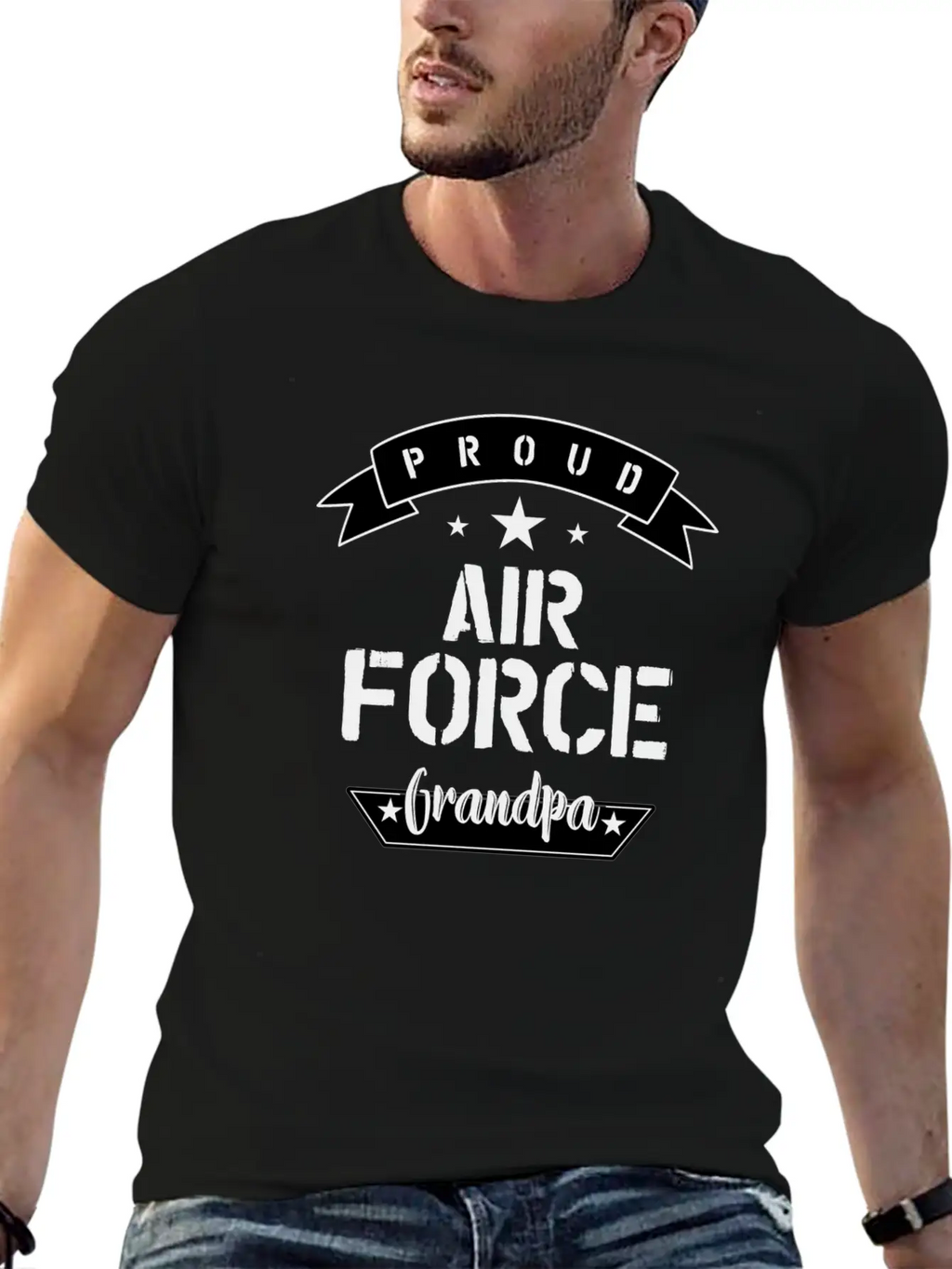 Proud Air Force Grandpa Basic Graphic T-Shirt – Daily Comfort In Soft Cotton