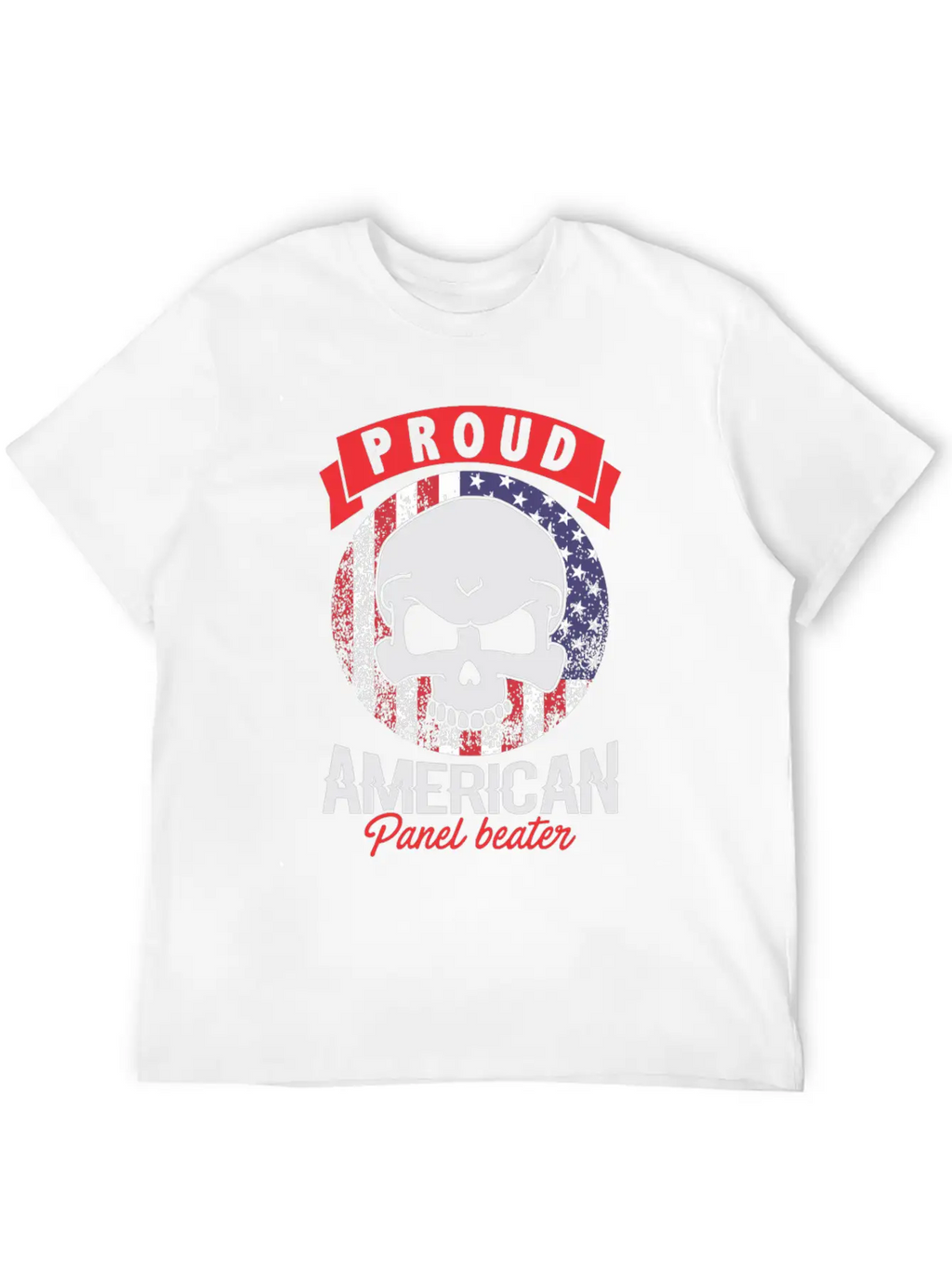 Proud American Panel Beater Skull Flag Stylish Everyday T-Shirt – Unisex Basic Cotton Tee