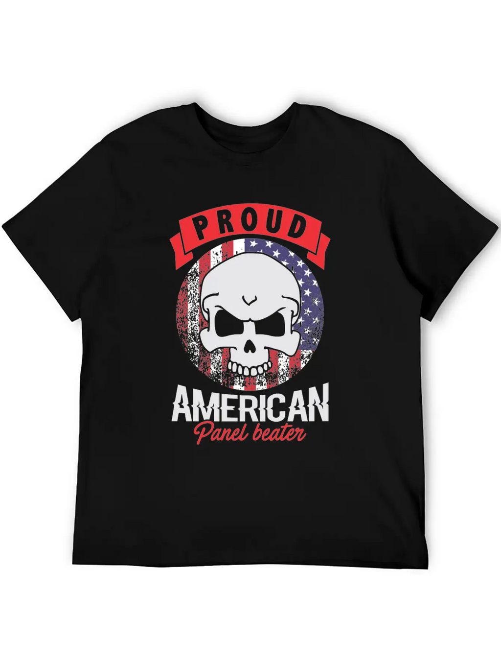 Proud American Panel Beater Skull Flag Stylish Everyday T-Shirt – Unisex Basic Cotton Tee
