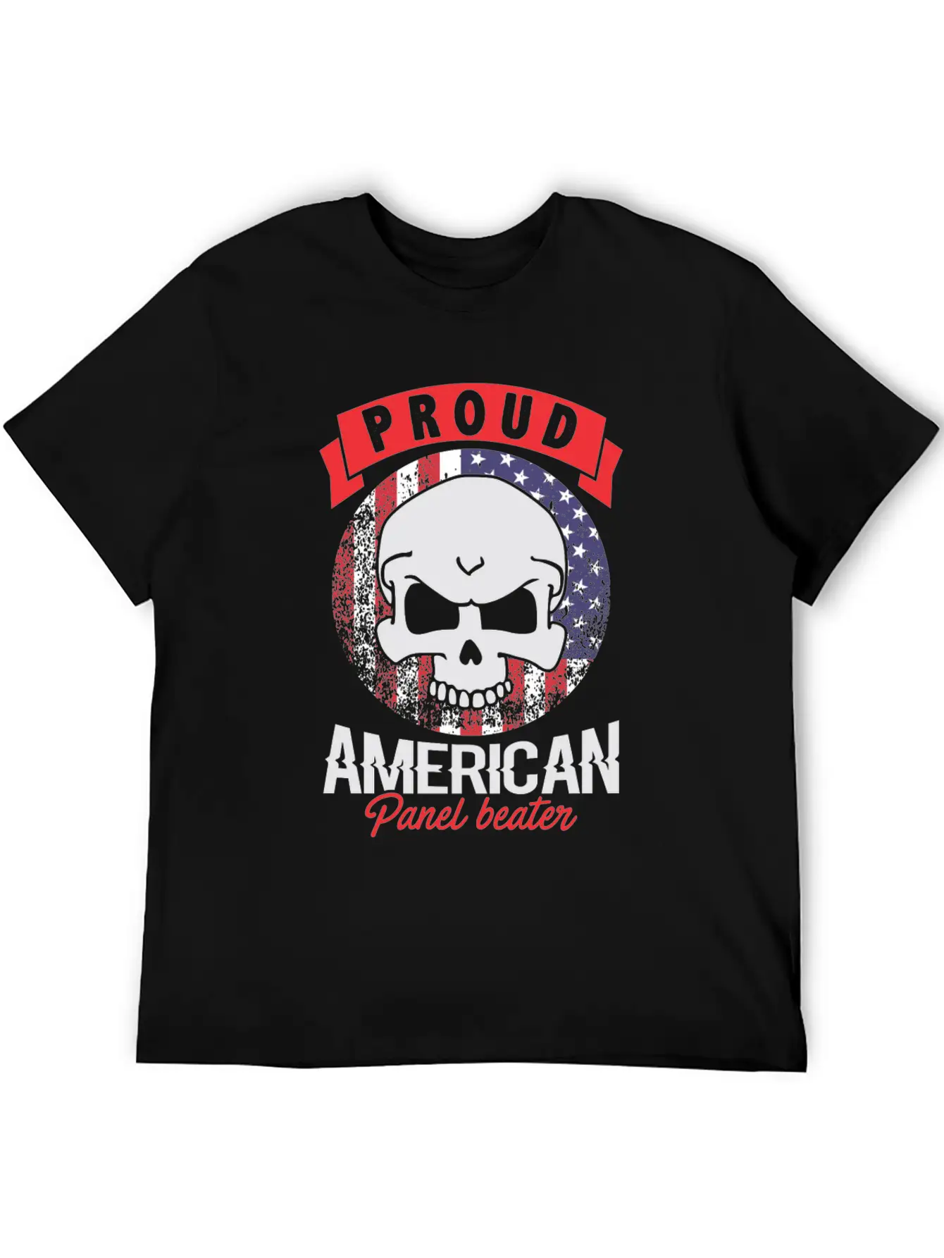 Proud American Panel Beater Skull Flag Stylish Everyday T-Shirt – Unisex Basic Cotton Tee