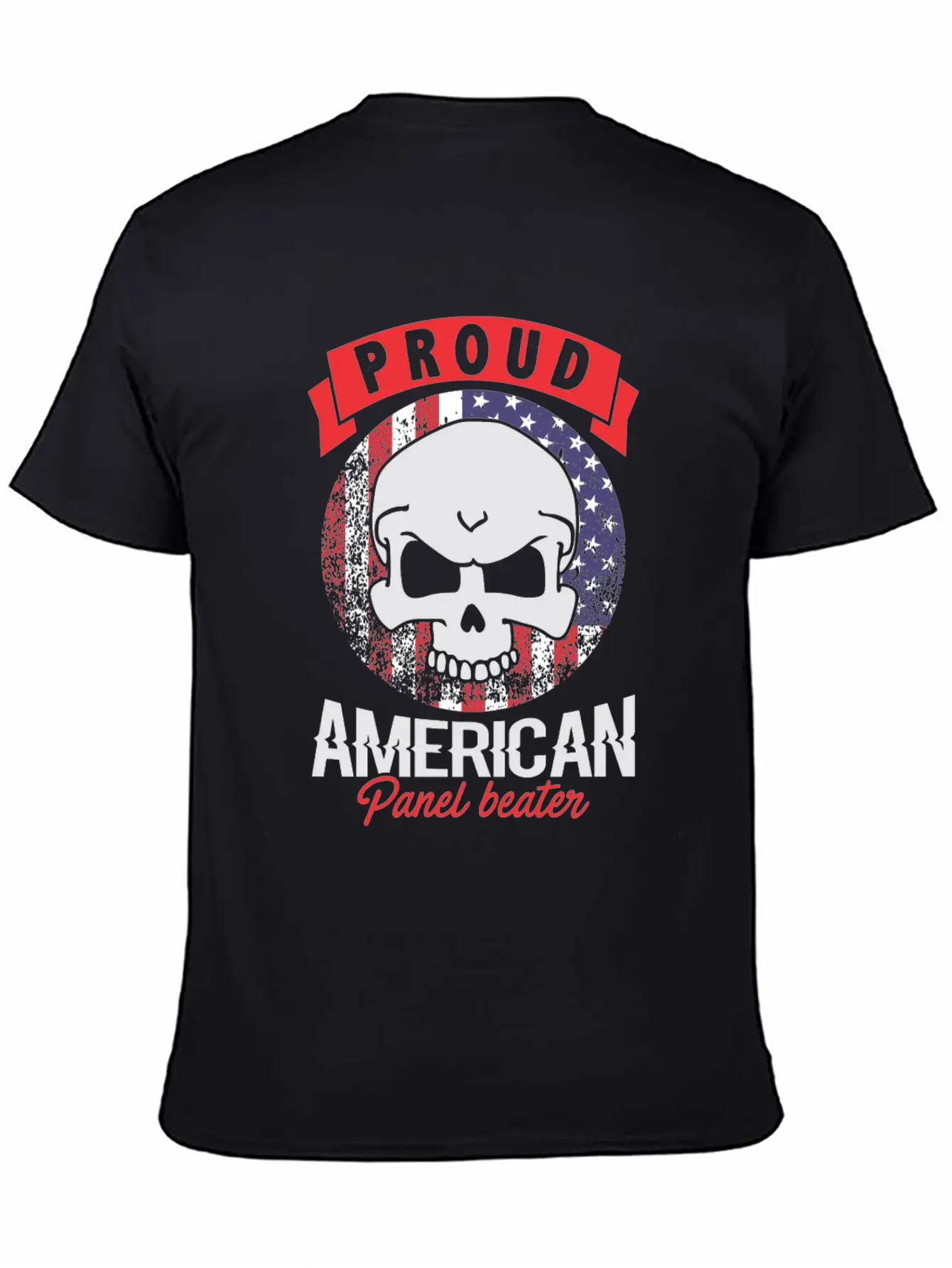 Proud American Panel Beater Skull Flag Stylish Everyday T-Shirt – Unisex Basic Cotton Tee