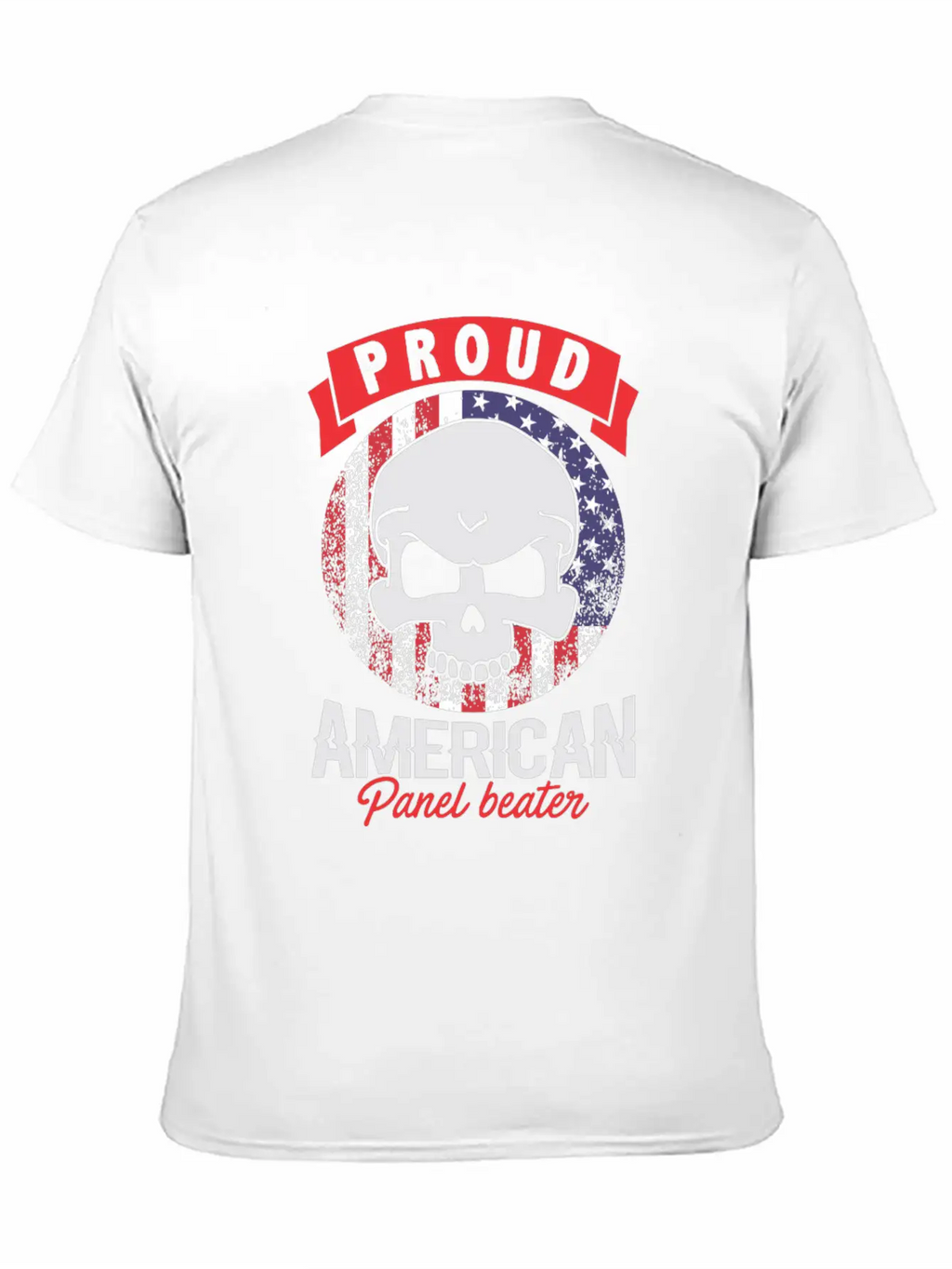 Proud American Panel Beater Skull Flag Stylish Everyday T-Shirt – Unisex Basic Cotton Tee