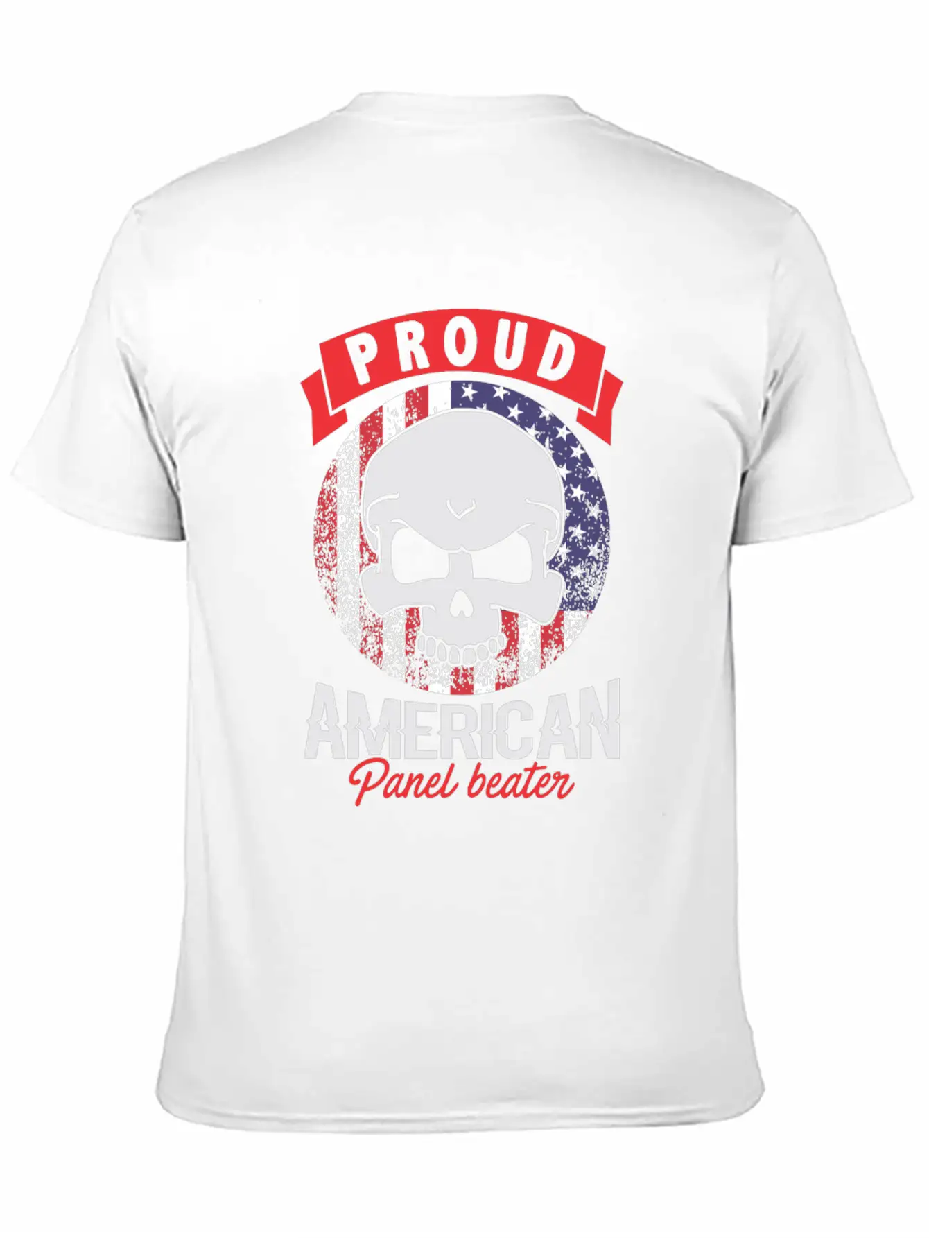 Proud American Panel Beater Skull Flag Stylish Everyday T-Shirt – Unisex Basic Cotton Tee