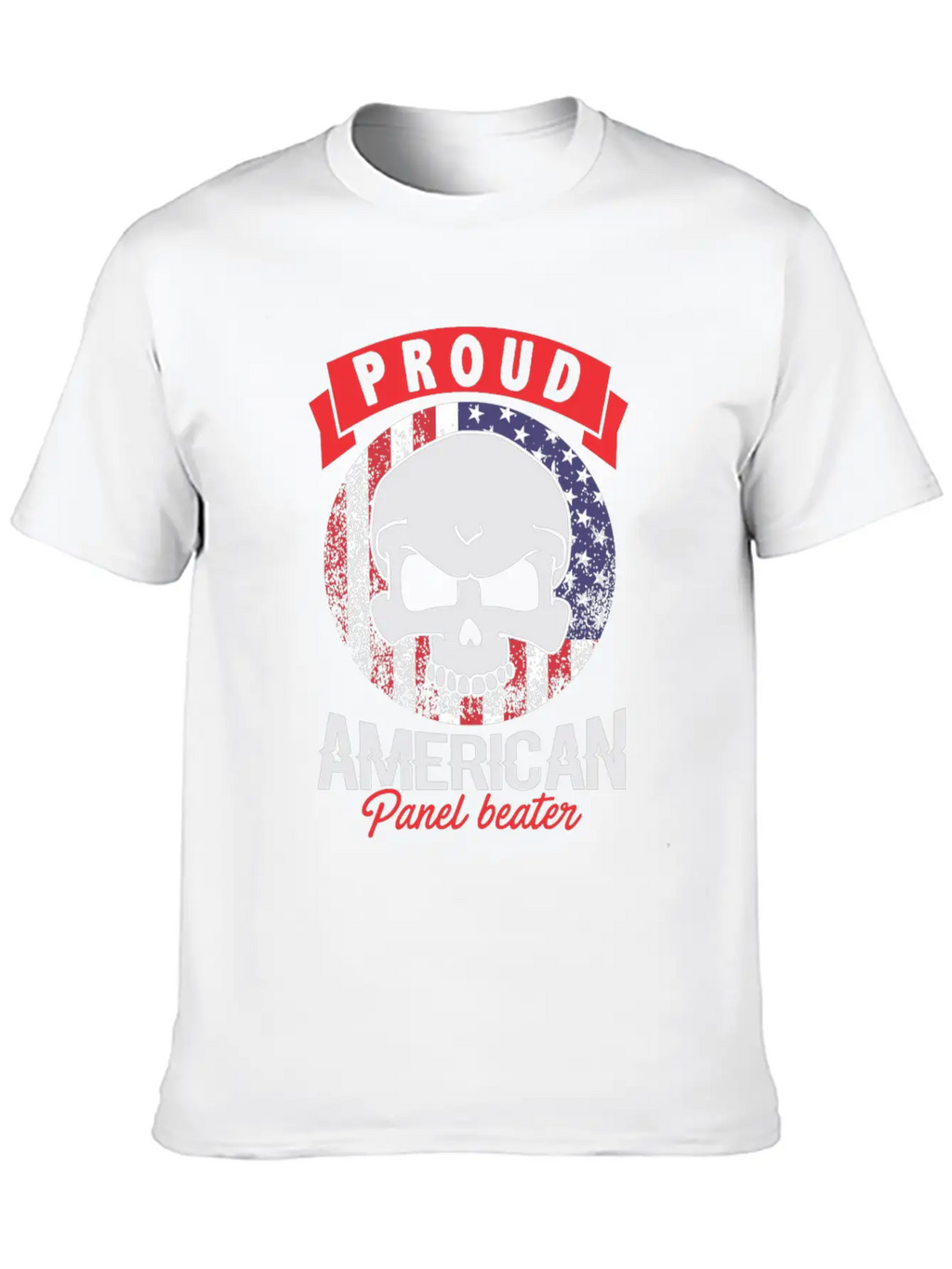 Proud American Panel Beater Skull Flag Stylish Everyday T-Shirt – Unisex Basic Cotton Tee