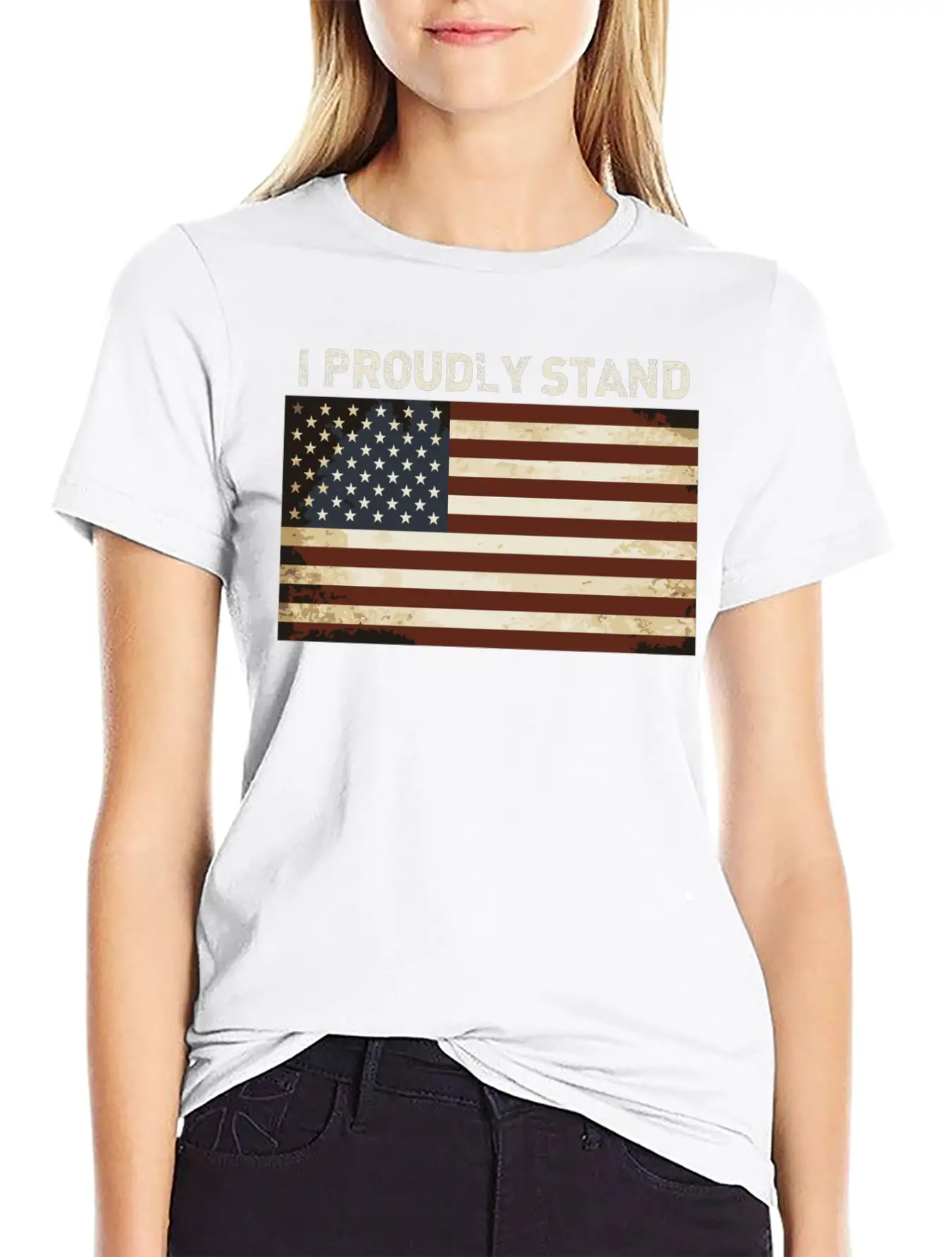 Proud American Shirt I Proudly Stand Flag America Basic Graphic T-Shirt – Daily Comfort In Soft Cotton