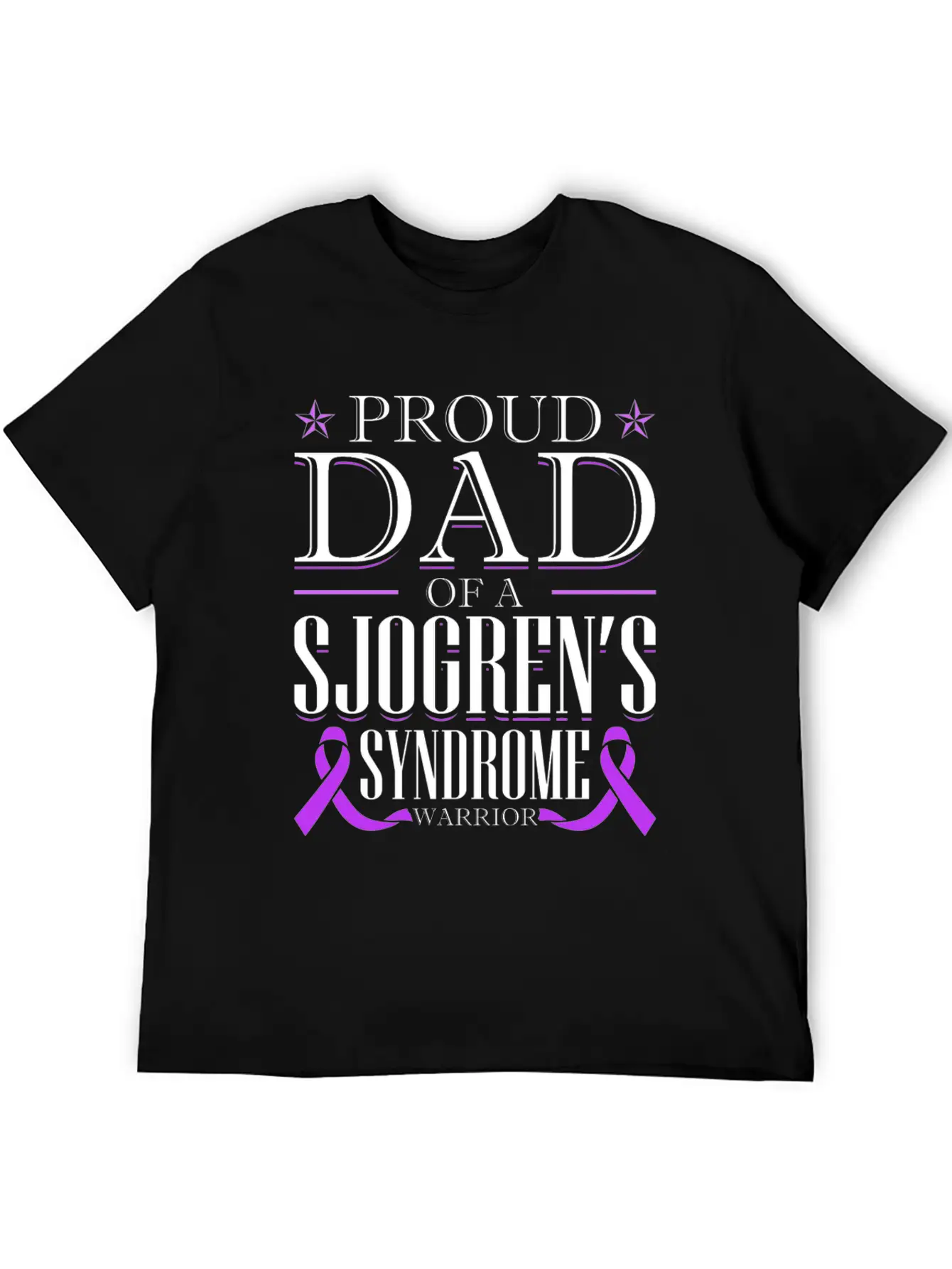 Proud Dad Of A Sjogrens Syndrome Warrior Breathable Graphic T-Shirt – Perfect For Casual Days
