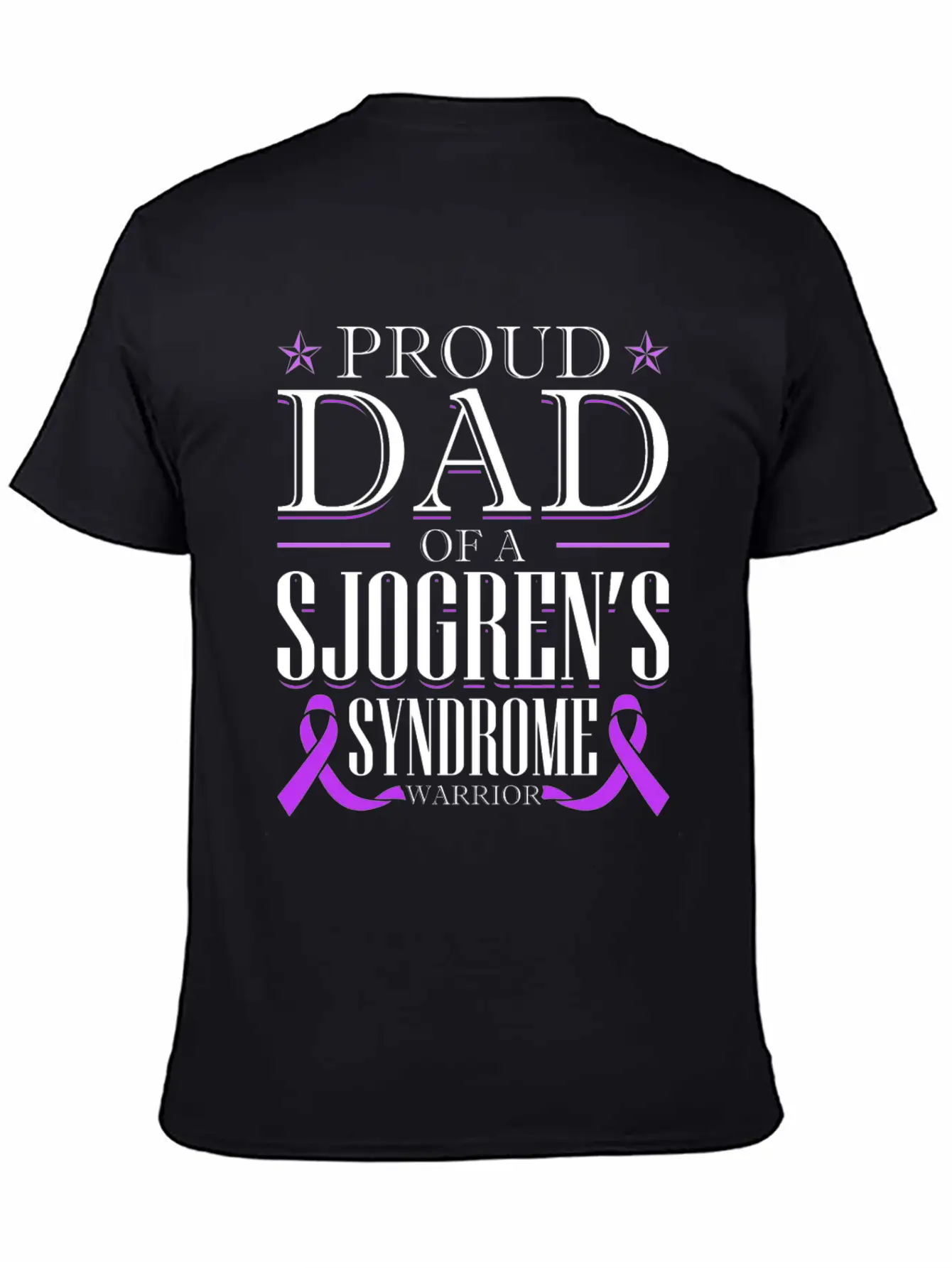 Proud Dad Of A Sjogrens Syndrome Warrior Breathable Graphic T-Shirt – Perfect For Casual Days