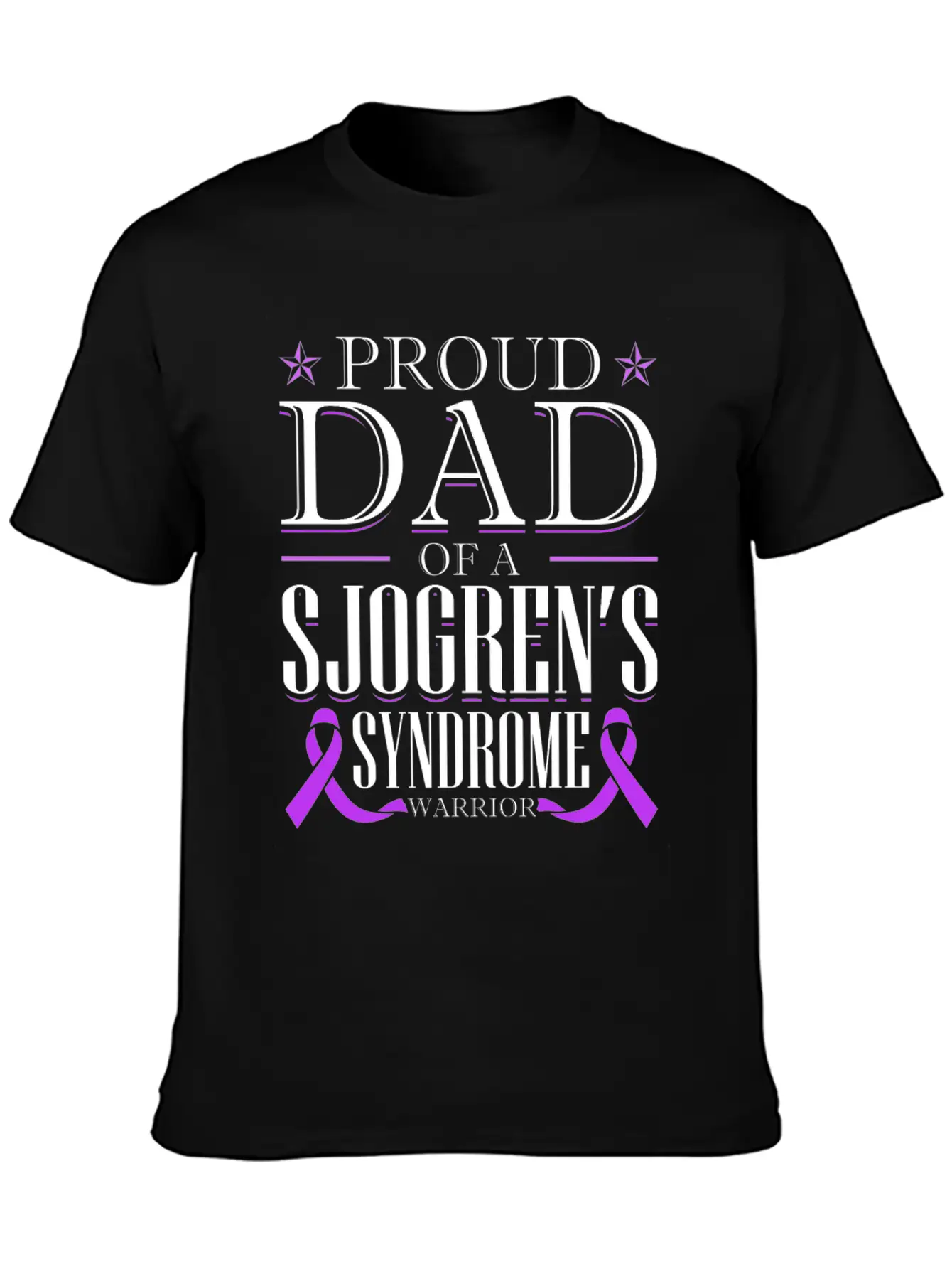 Proud Dad Of A Sjogrens Syndrome Warrior Breathable Graphic T-Shirt – Perfect For Casual Days