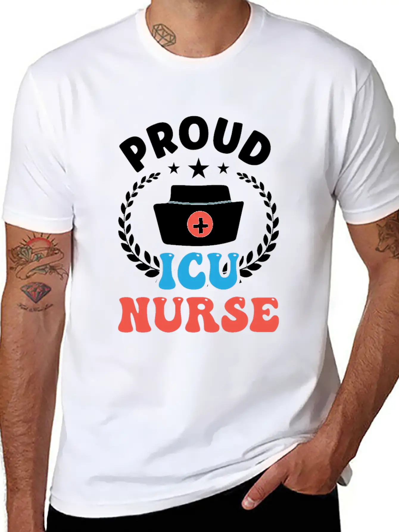 Proud Icu Nurse Hospital Nursing ICE Stylish Everyday T-Shirt – Unisex Basic Cotton Tee