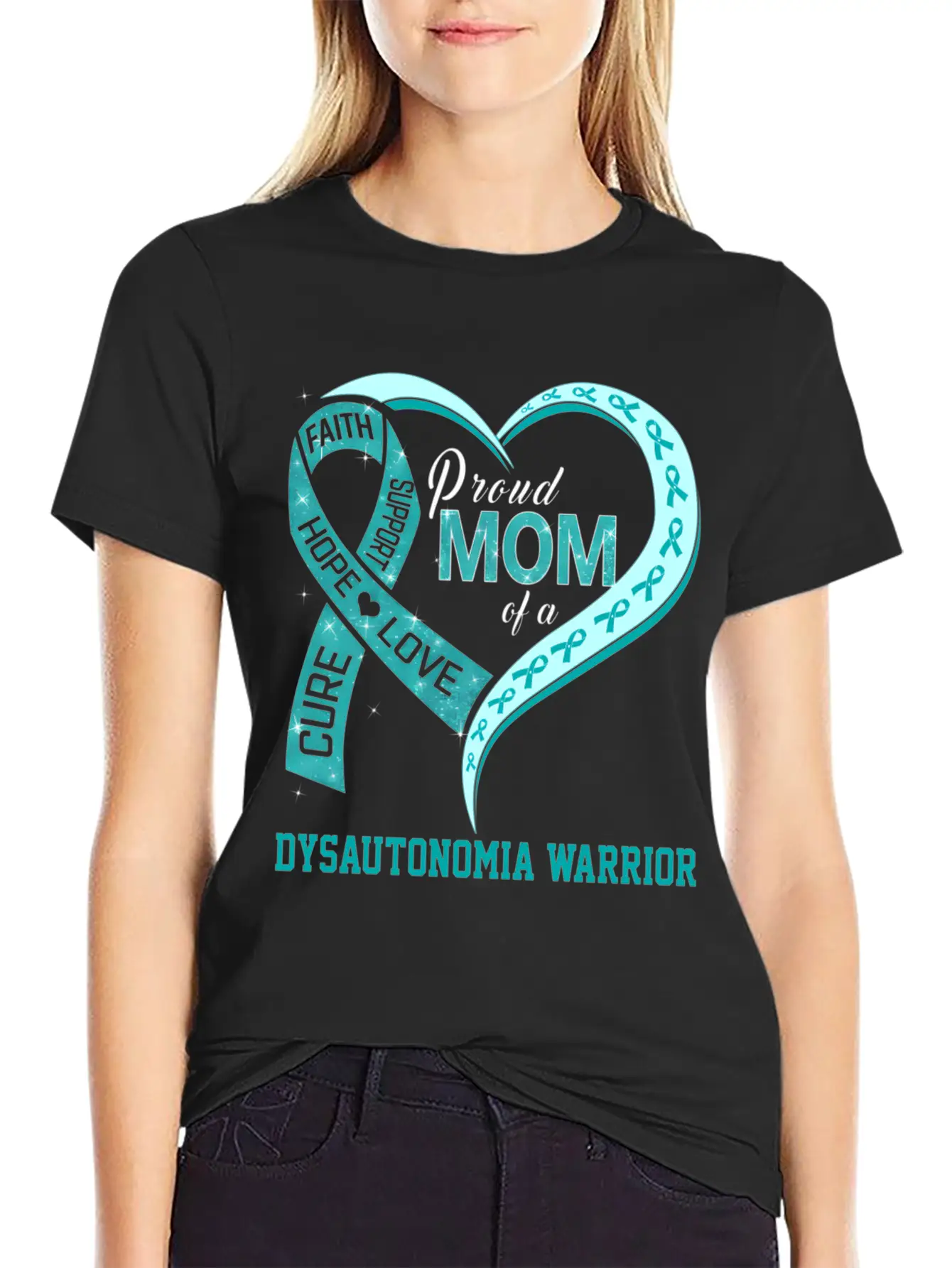 Proud Mom Of A Dysautonomia Warrior Ribbon Breathable Soft Cotton T-Shirt – Timeless Casual Look