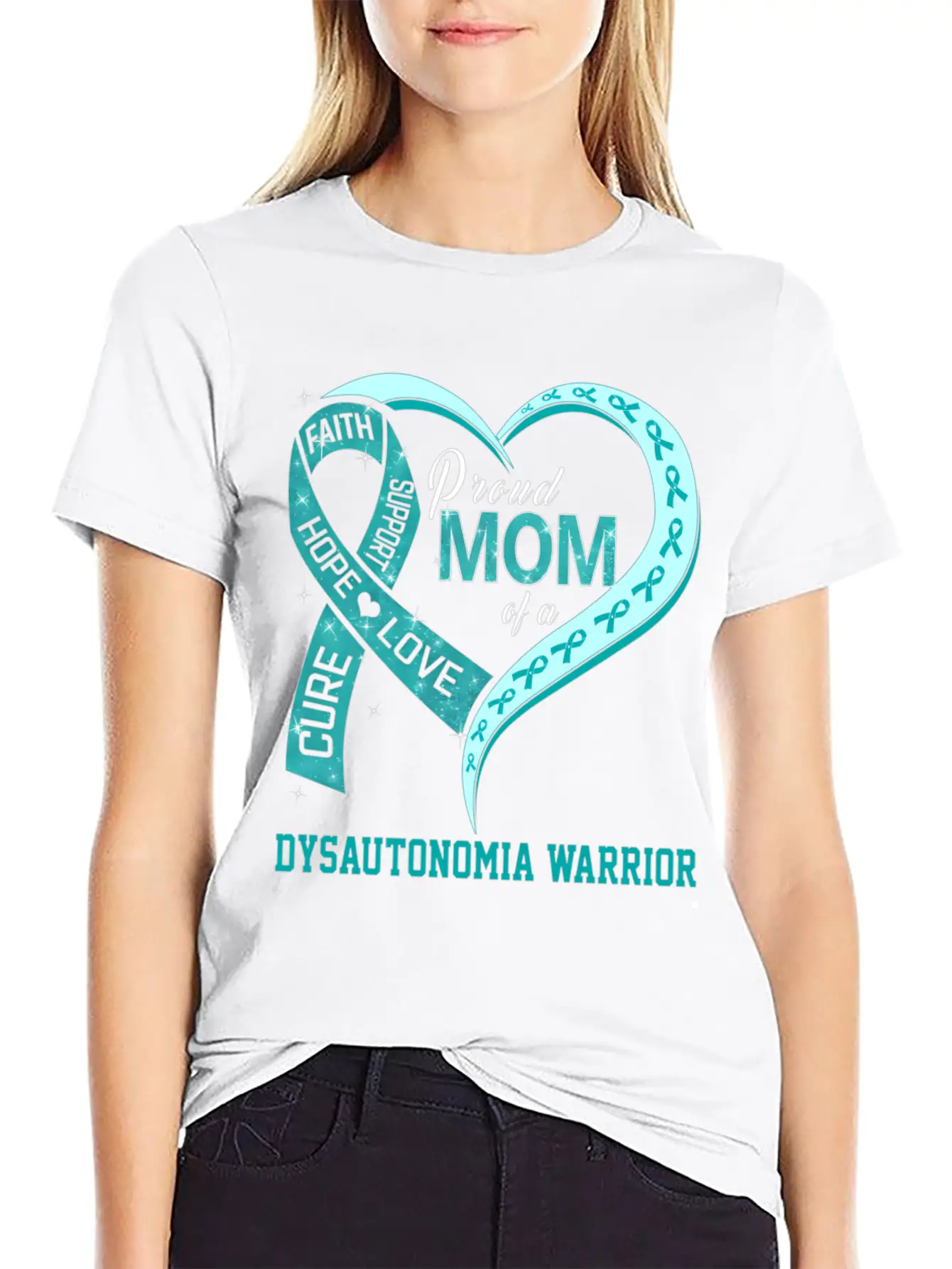 Proud Mom Of A Dysautonomia Warrior Ribbon Breathable Soft Cotton T-Shirt – Timeless Casual Look