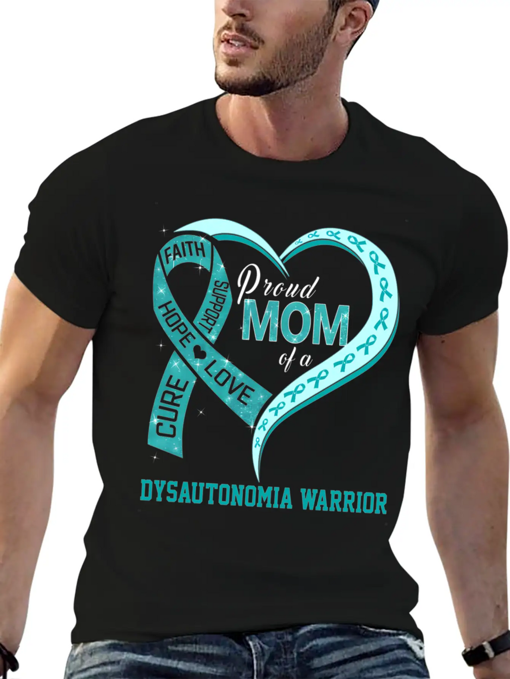Proud Mom Of A Dysautonomia Warrior Ribbon Breathable Soft Cotton T-Shirt – Timeless Casual Look