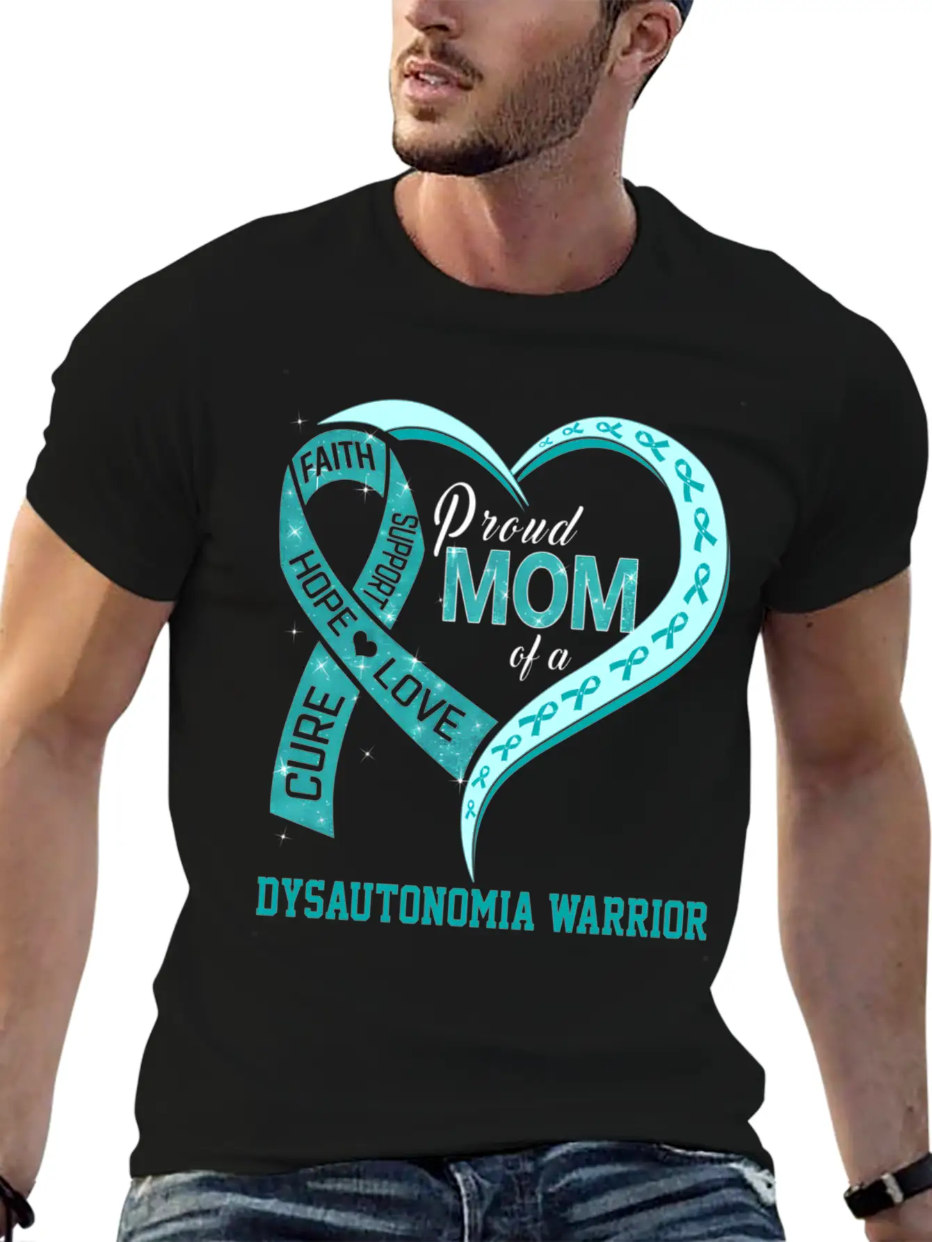 Proud Mom Of A Dysautonomia Warrior Ribbon Breathable Soft Cotton T-Shirt – Timeless Casual Look