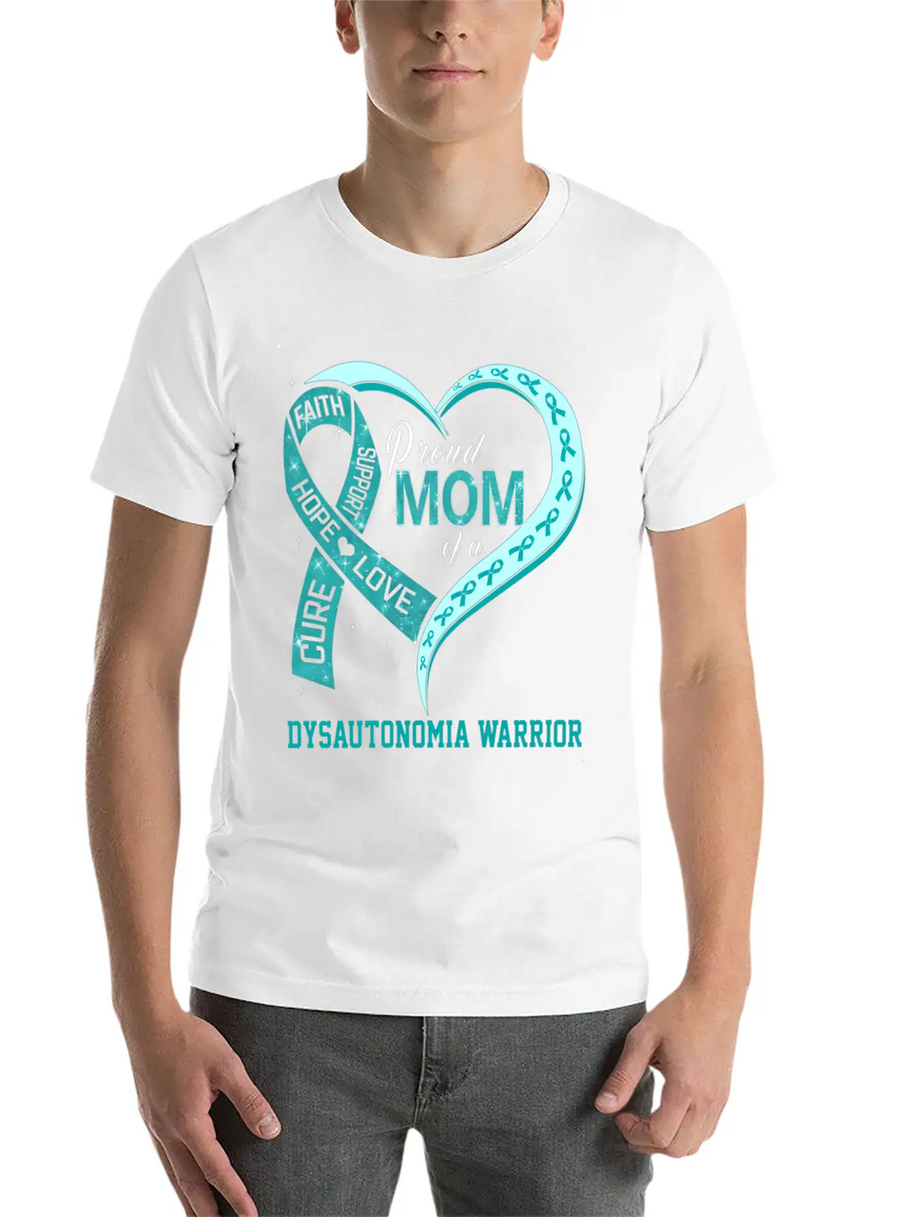 Proud Mom Of A Dysautonomia Warrior Ribbon Breathable Soft Cotton T-Shirt – Timeless Casual Look