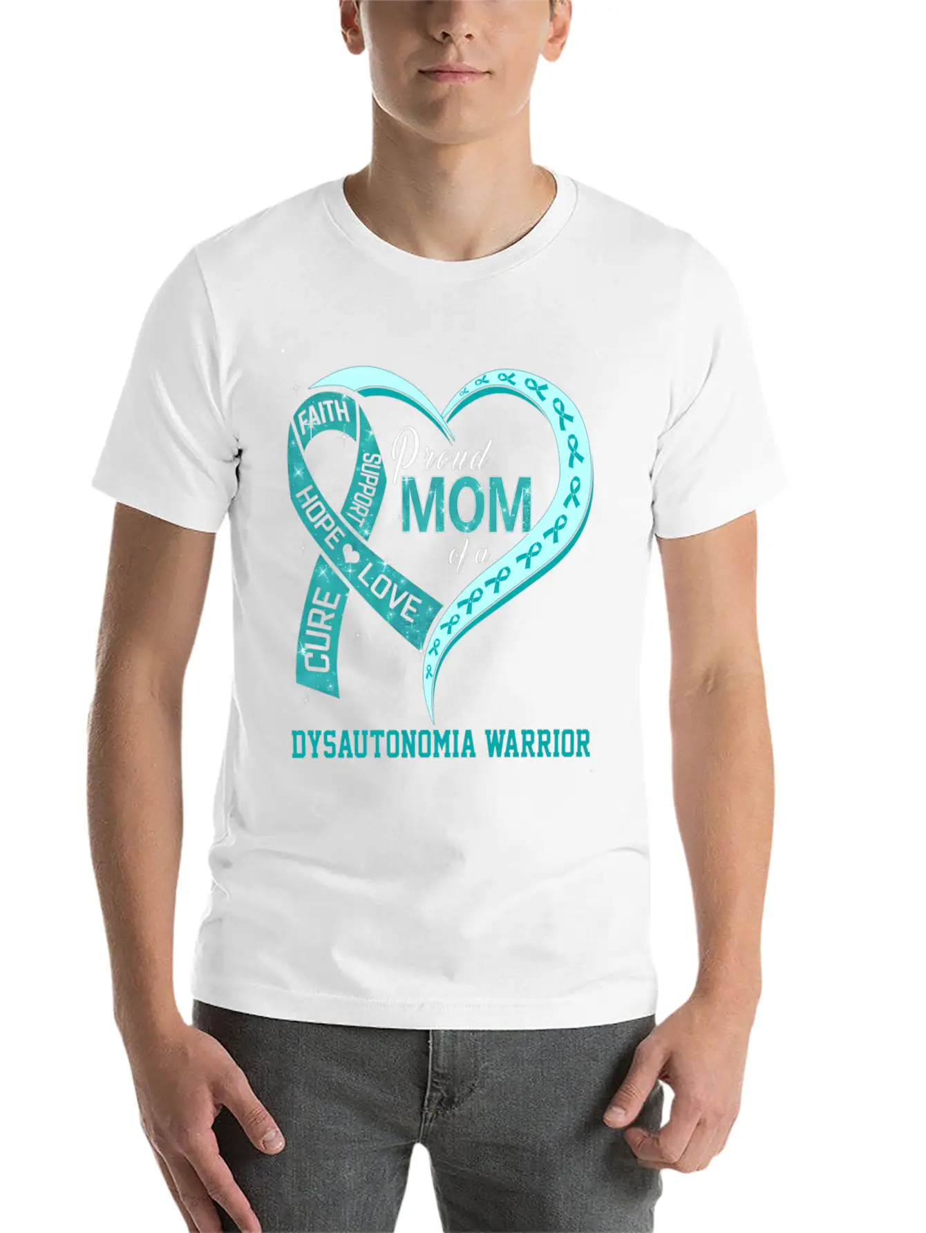 Proud Mom Of A Dysautonomia Warrior Ribbon Breathable Soft Cotton T-Shirt – Timeless Casual Look