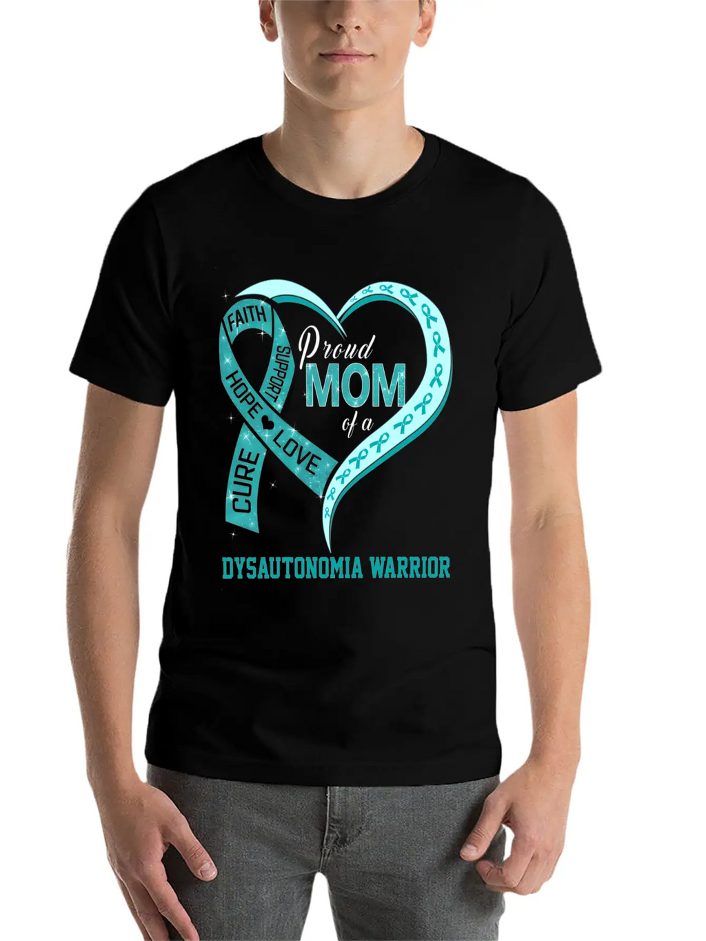 Proud Mom Of A Dysautonomia Warrior Ribbon Breathable Soft Cotton T-Shirt – Timeless Casual Look