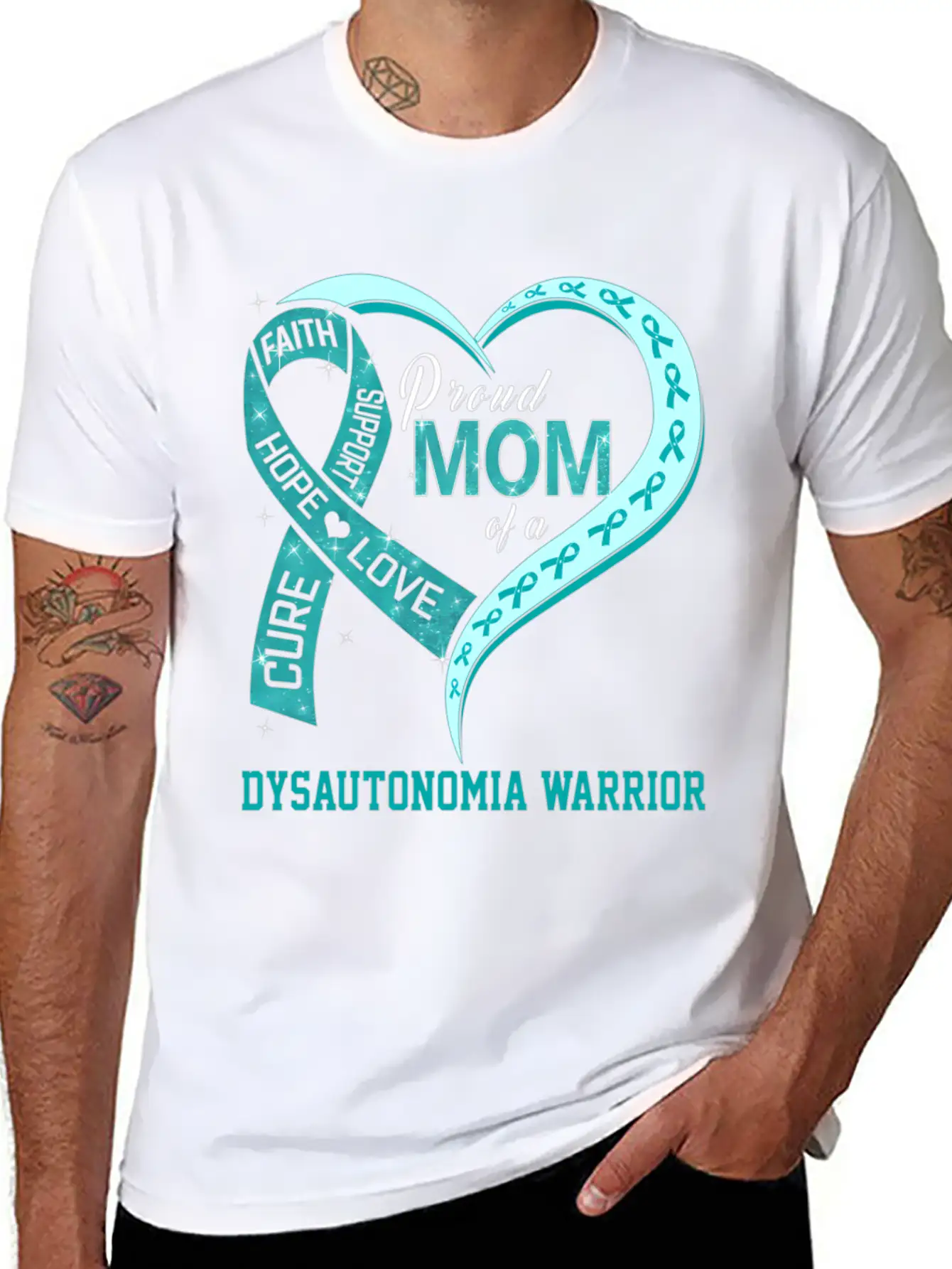 Proud Mom Of A Dysautonomia Warrior Ribbon Breathable Soft Cotton T-Shirt – Timeless Casual Look