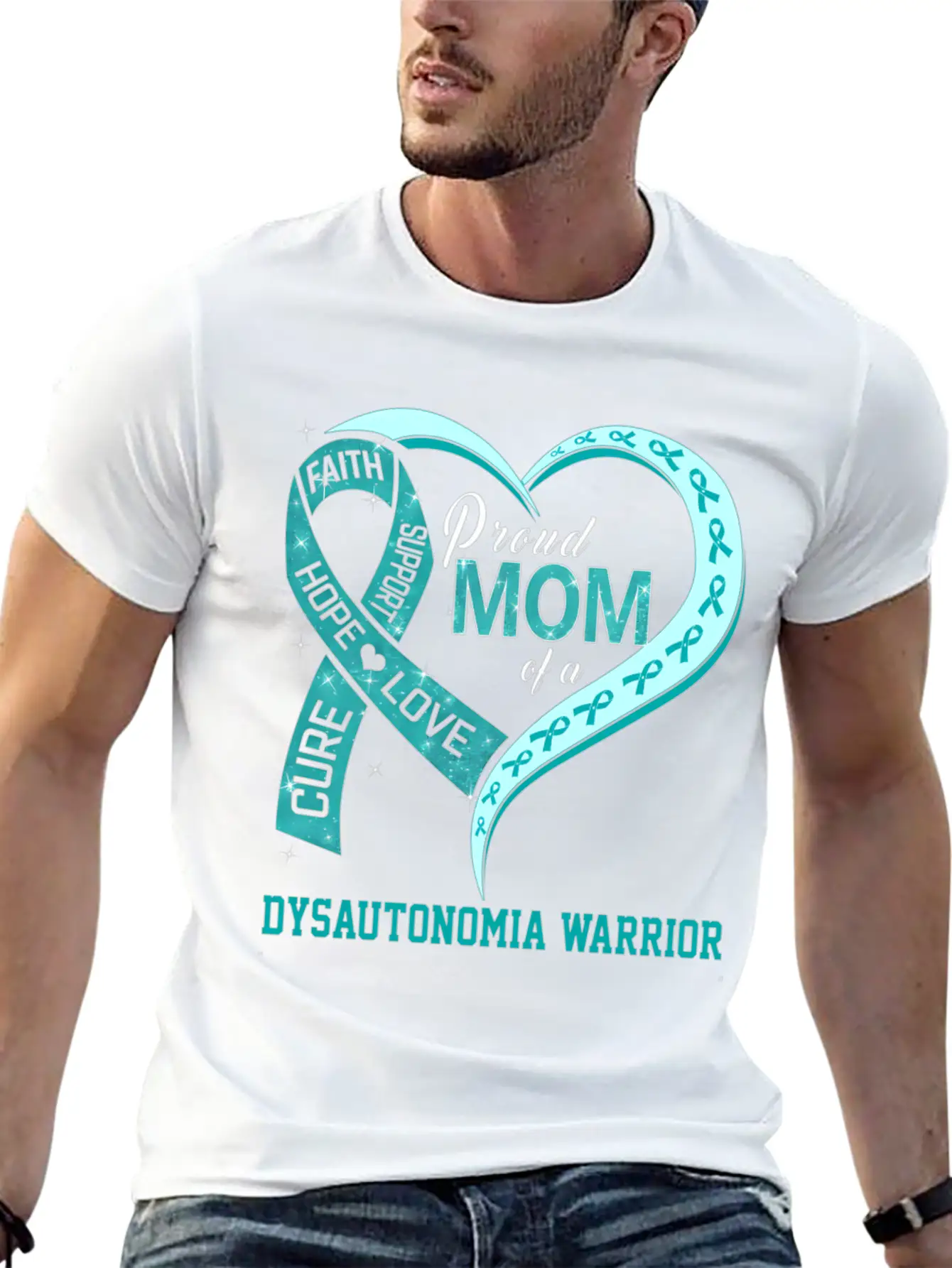 Proud Mom Of A Dysautonomia Warrior Ribbon Breathable Soft Cotton T-Shirt – Timeless Casual Look
