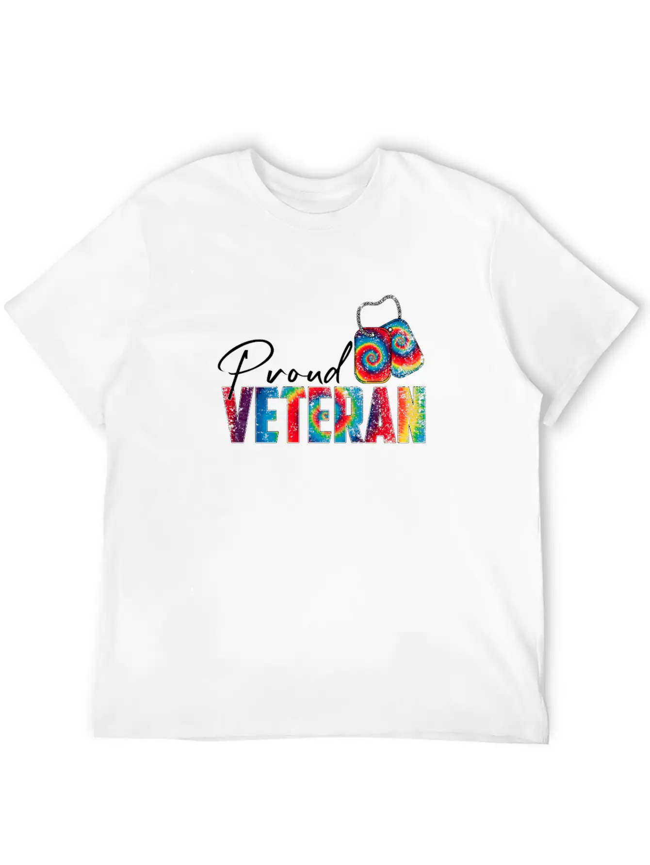 Proud Veteran Tie Dye Trans Military LGBTQ Essential Cotton Tee For Daily Outfits – Unisex Style