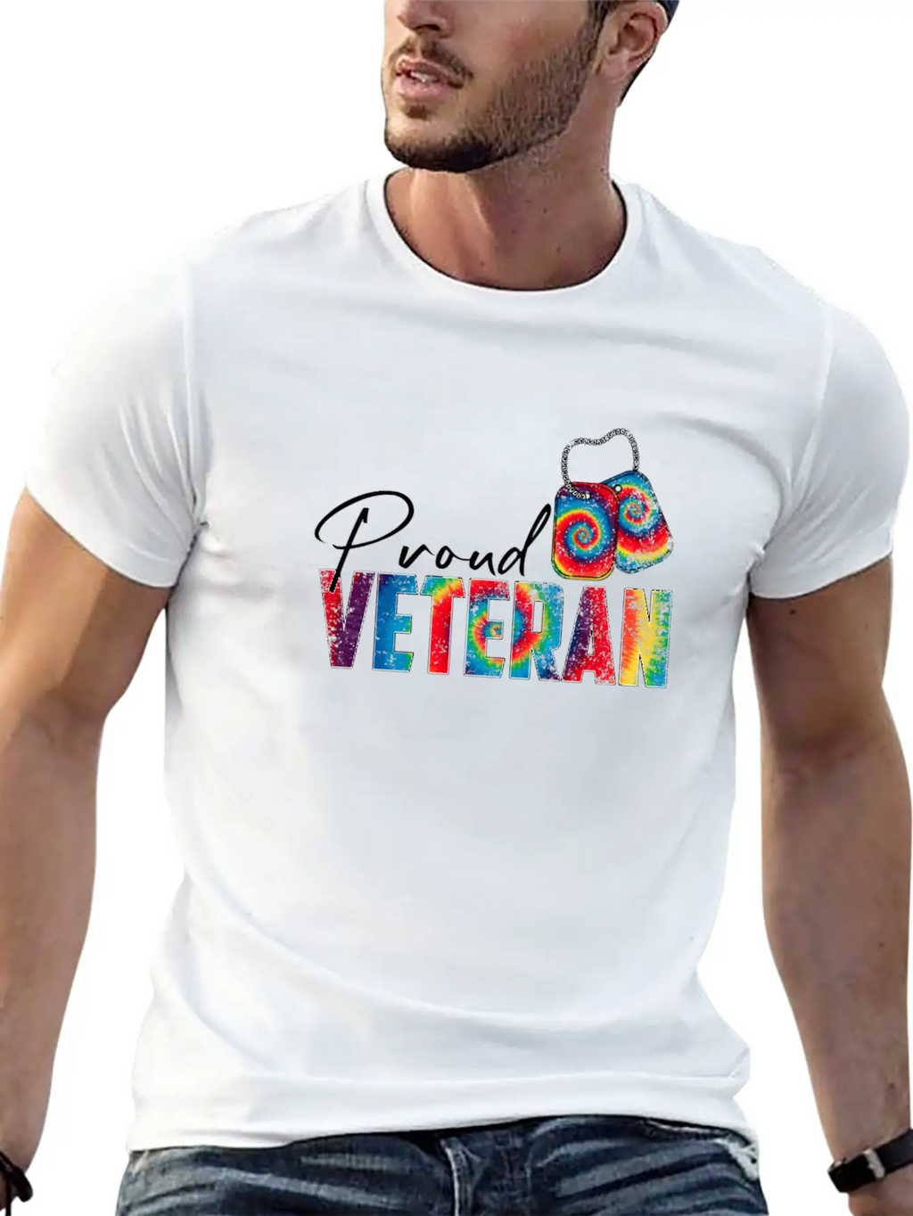 Proud Veteran Tie Dye Trans Military LGBTQ Essential Cotton Tee For Daily Outfits – Unisex Style