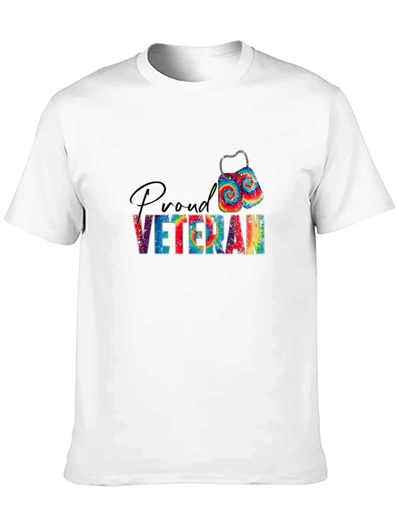 Proud Veteran Tie Dye Trans Military LGBTQ Essential Cotton Tee For Daily Outfits – Unisex Style