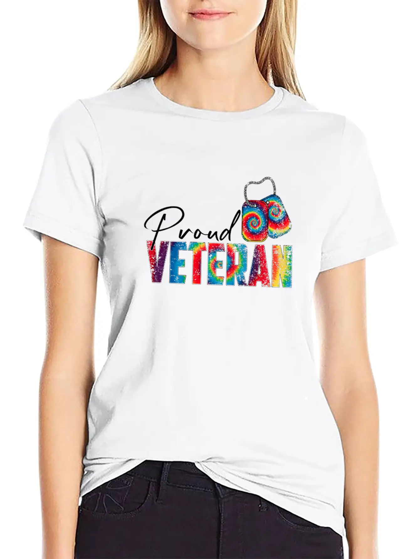 Proud Veteran Tie Dye Trans Military LGBTQ Essential Cotton Tee For Daily Outfits – Unisex Style