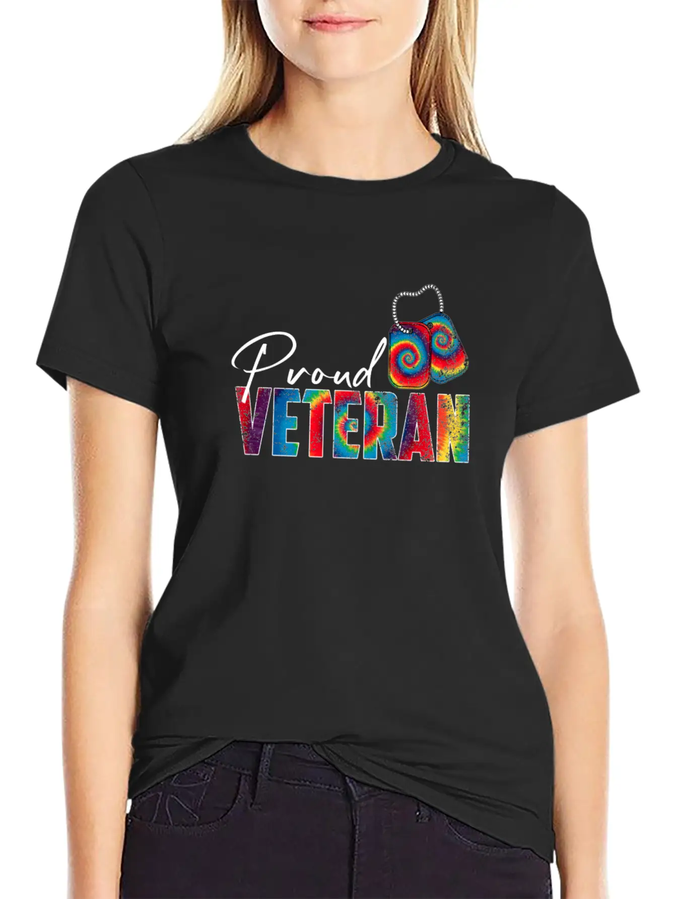 Proud Veteran Tie Dye Trans Military LGBTQ Essential Cotton Tee For Daily Outfits – Unisex Style