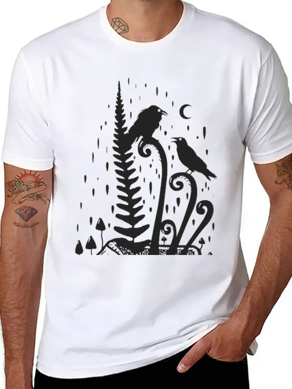 Psychedelic Fern Skull Essential Cotton Tee For Daily Outfits – Unisex Style