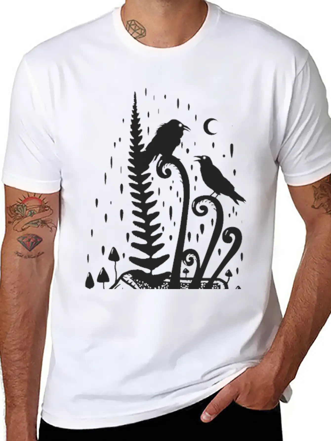 Psychedelic Fern Skull Essential Cotton Tee For Daily Outfits – Unisex Style