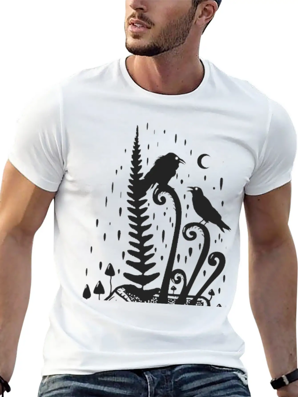 Psychedelic Fern Skull Essential Cotton Tee For Daily Outfits – Unisex Style