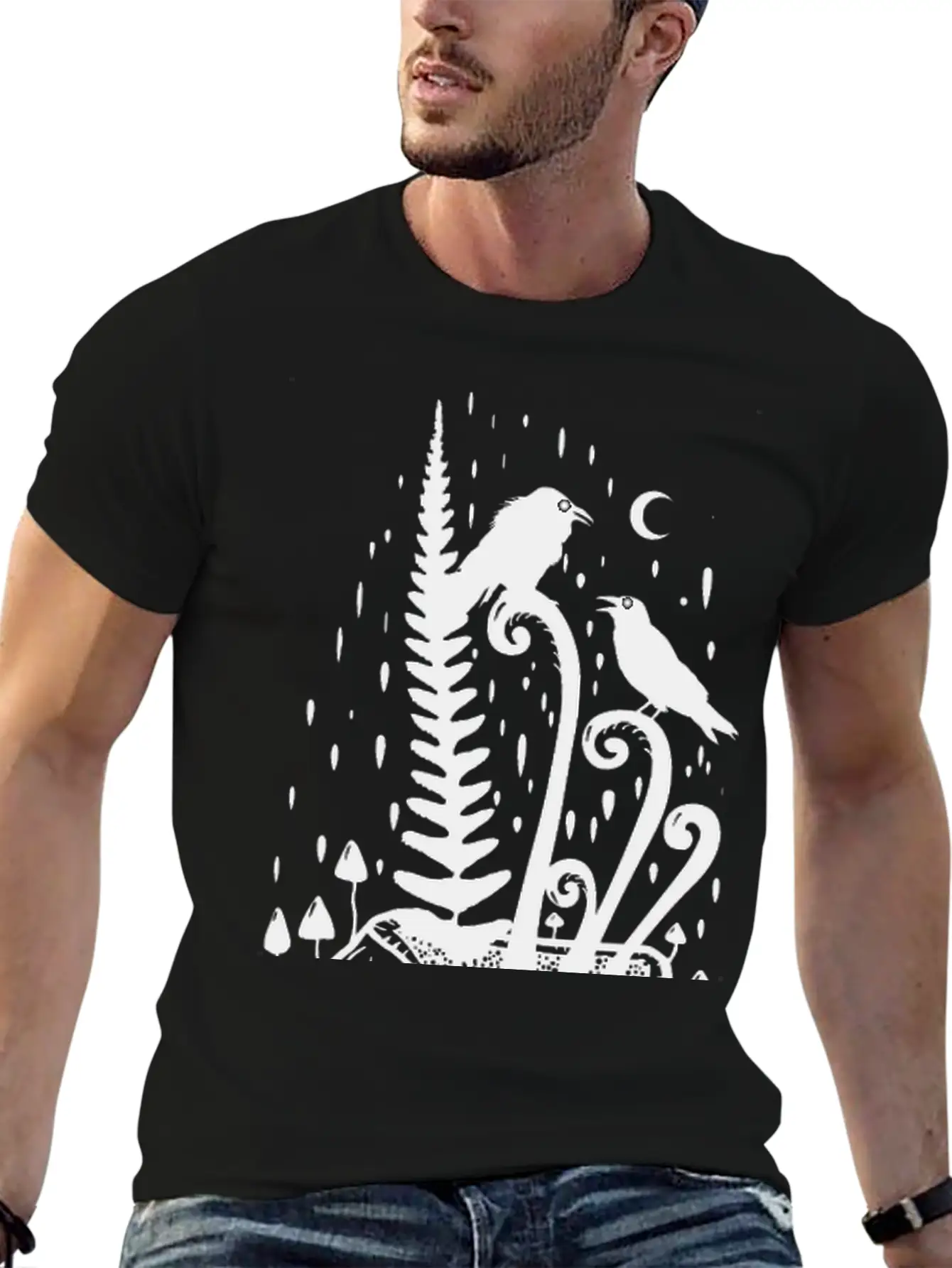 Psychedelic Fern Skull Essential Cotton Tee For Daily Outfits – Unisex Style