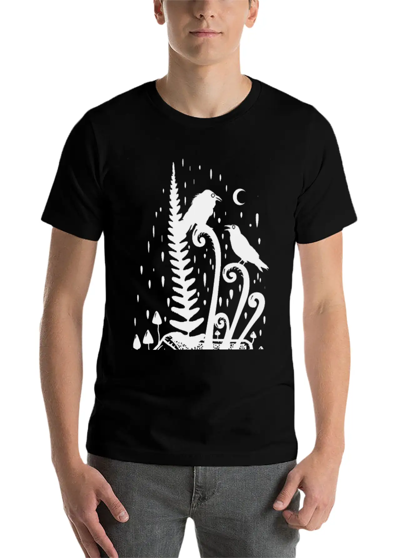 Psychedelic Fern Skull Essential Cotton Tee For Daily Outfits – Unisex Style