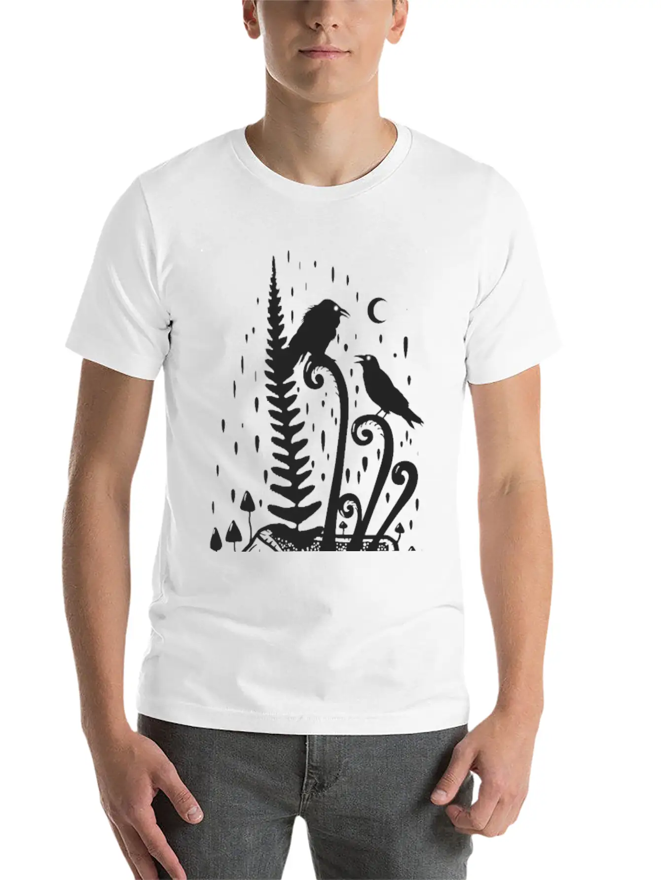 Psychedelic Fern Skull Essential Cotton Tee For Daily Outfits – Unisex Style