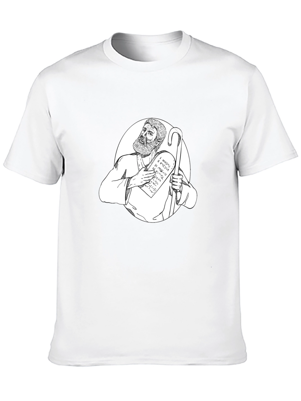 Moses Ten Commandments Graphic Tee - Black Cotton T-Shirt