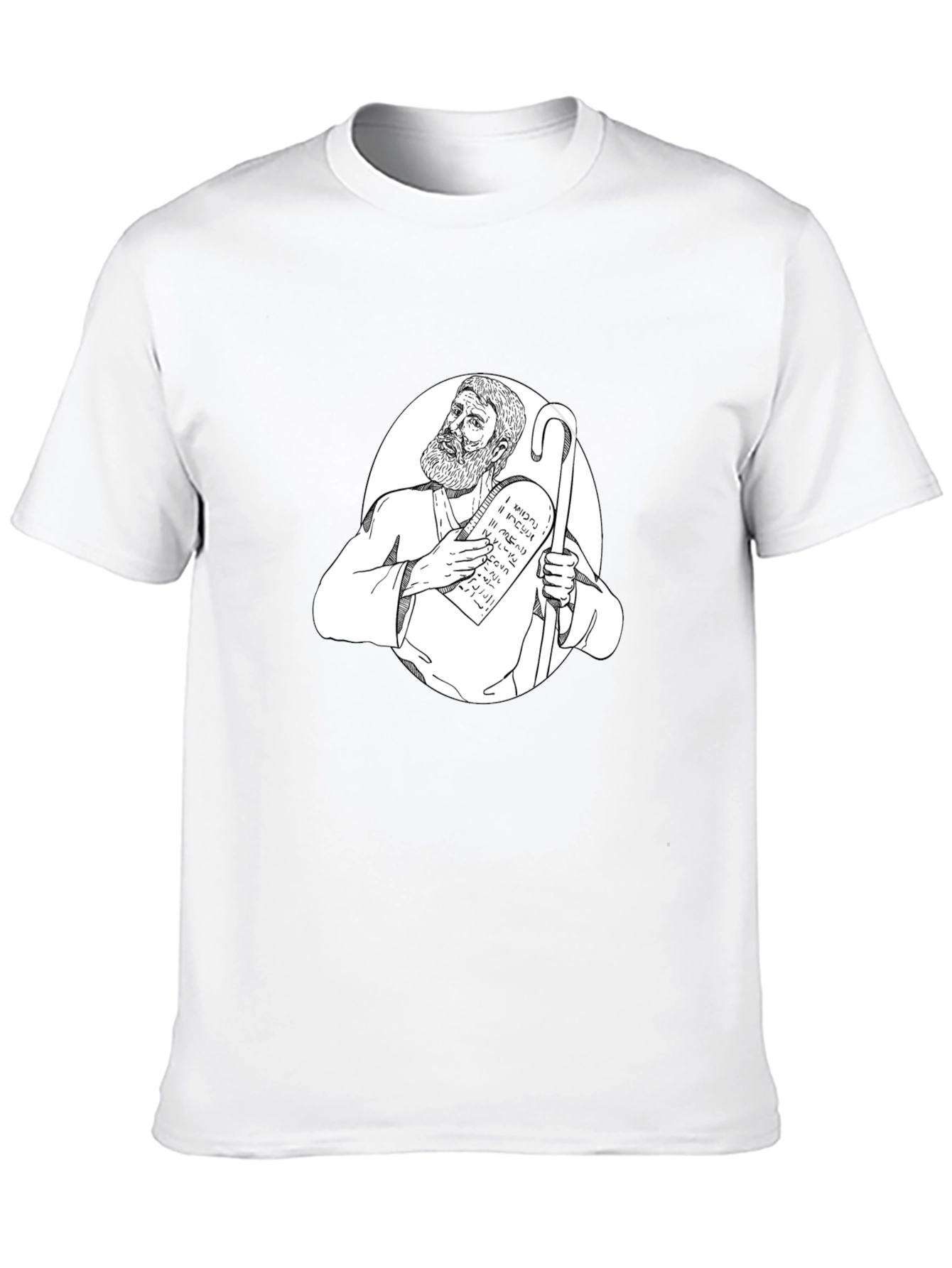 Moses Ten Commandments Graphic Tee - Black Cotton T-Shirt