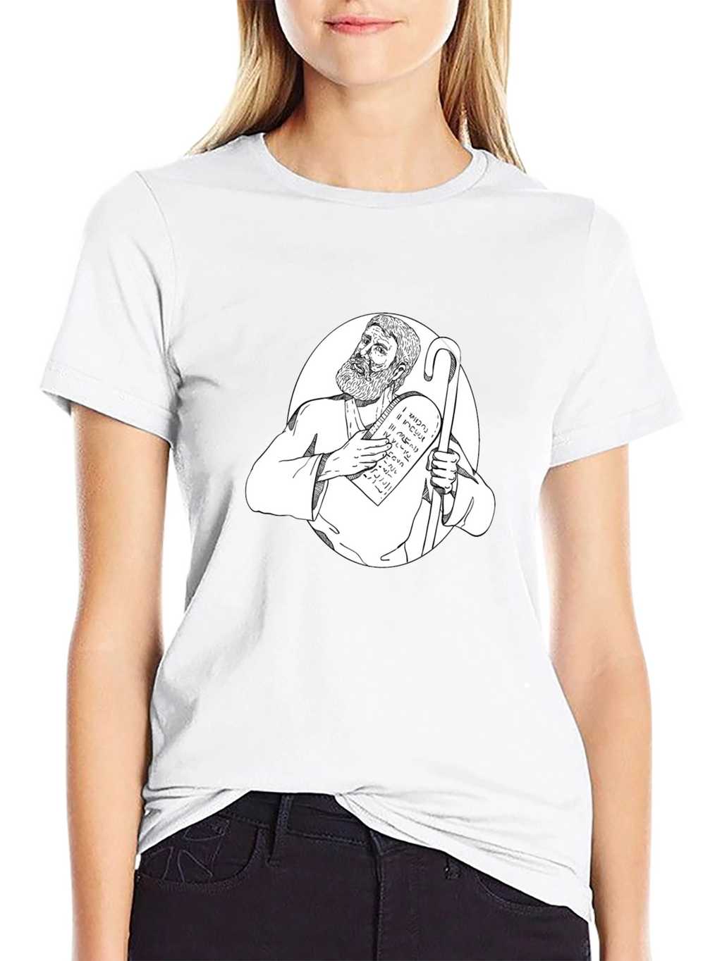 Moses Ten Commandments Graphic Tee - Black Cotton T-Shirt
