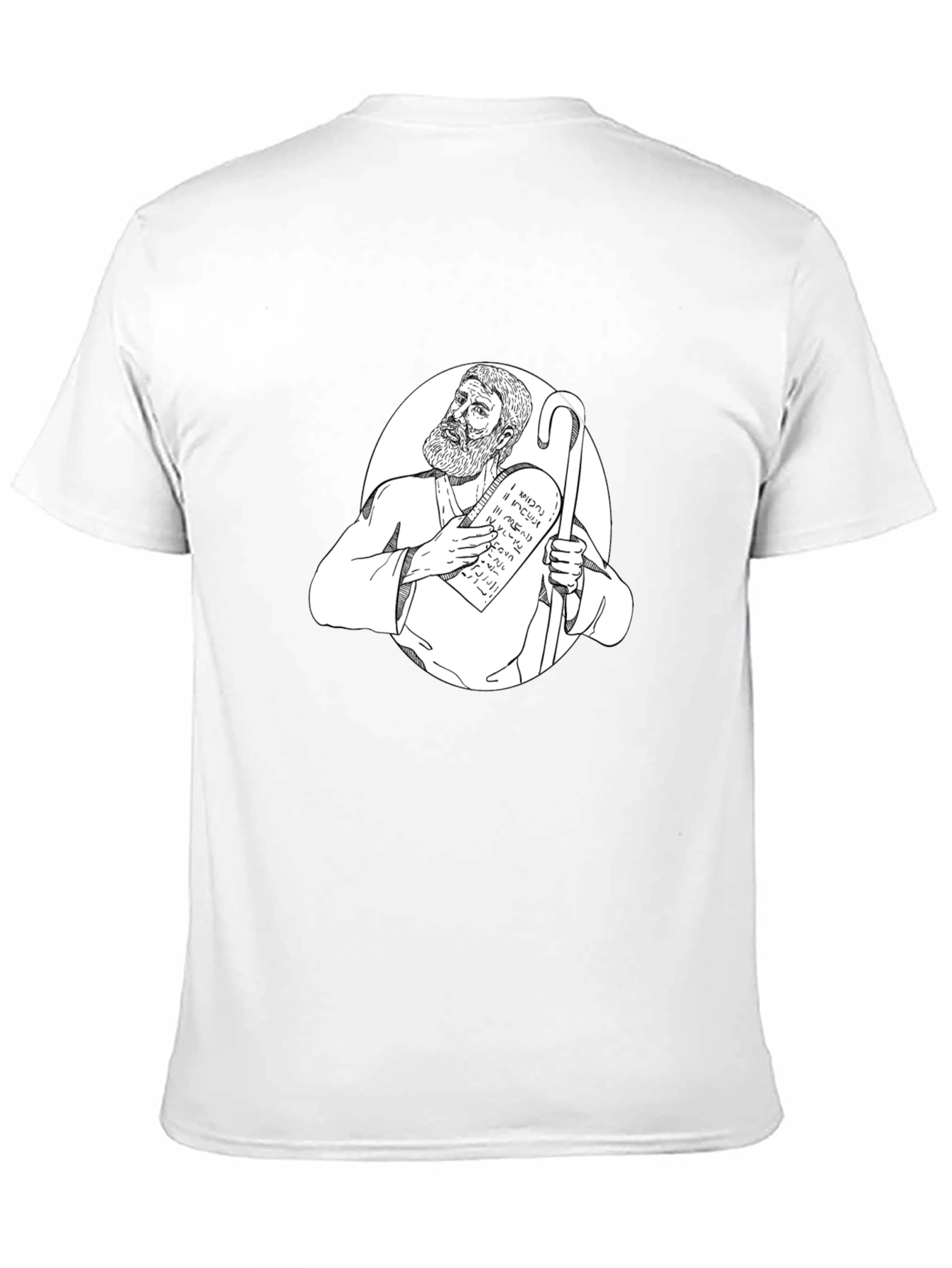 Moses Ten Commandments Graphic Tee - Black Cotton T-Shirt