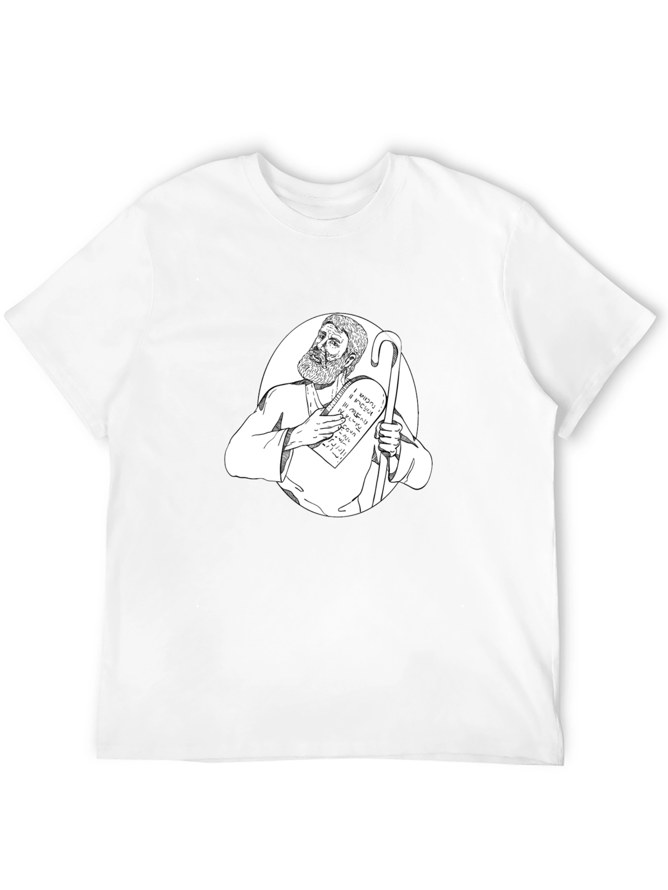 Moses Ten Commandments Graphic Tee - Black Cotton T-Shirt