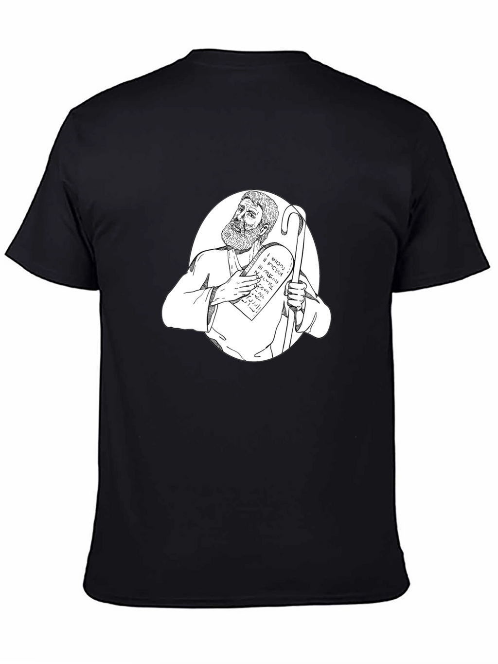 Moses Ten Commandments Graphic Tee - Black Cotton T-Shirt