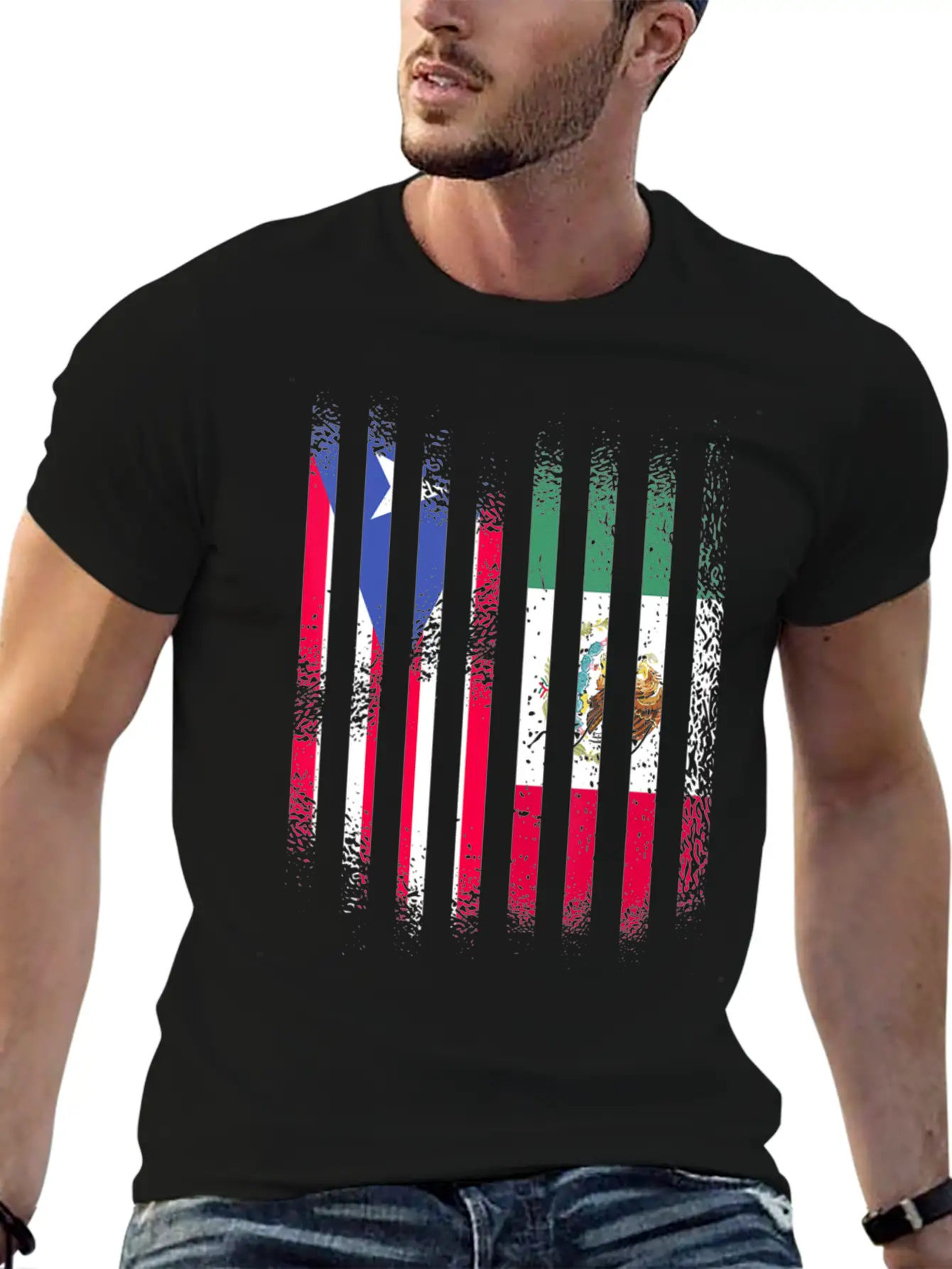 Puerto Rico Flag Mexico Grown Country Flags Strip Relaxed Everyday Tee – Lightweight And Durable Cotton