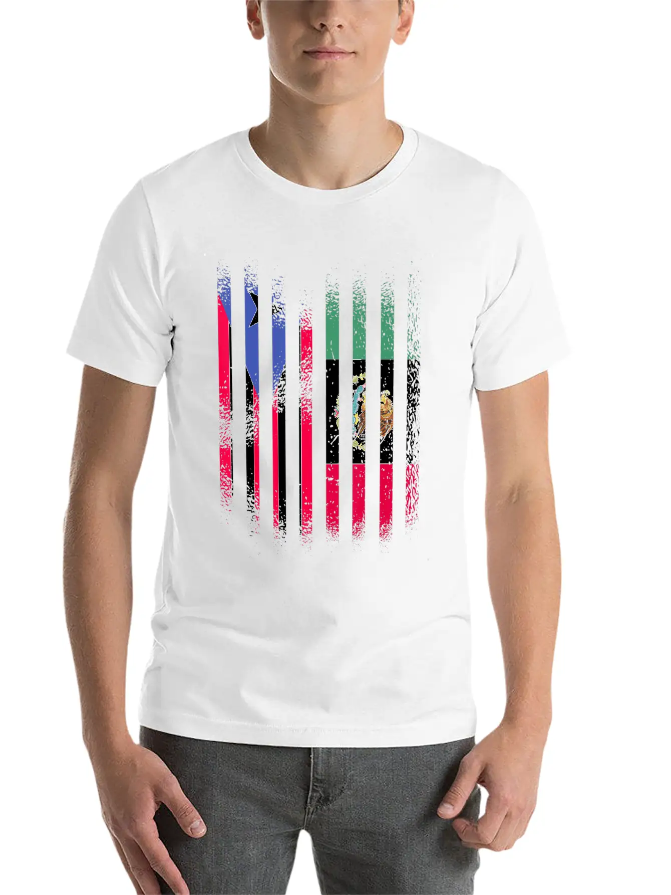 Puerto Rico Flag Mexico Grown Country Flags Strip Relaxed Everyday Tee – Lightweight And Durable Cotton