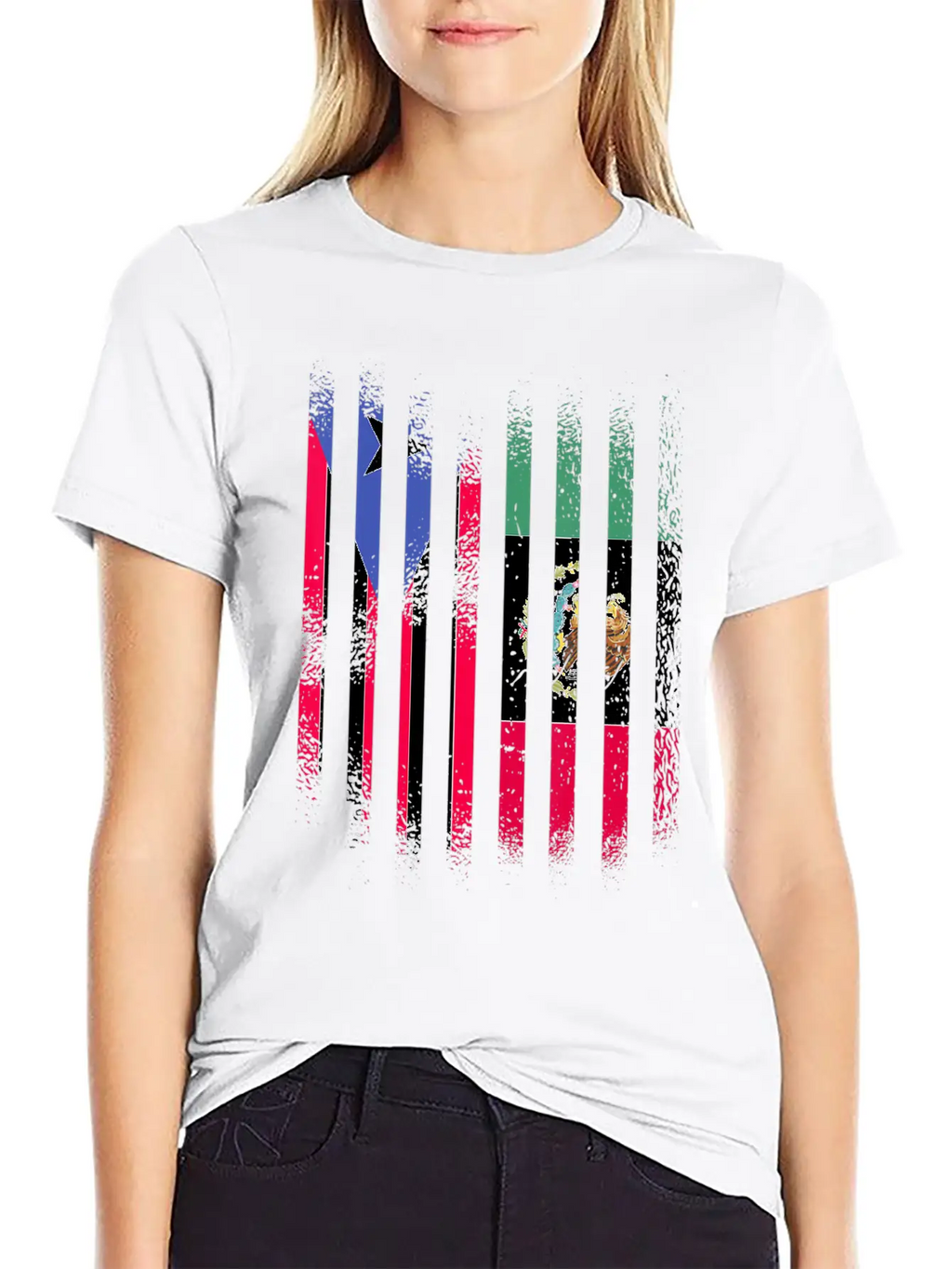 Puerto Rico Flag Mexico Grown Country Flags Strip Relaxed Everyday Tee – Lightweight And Durable Cotton