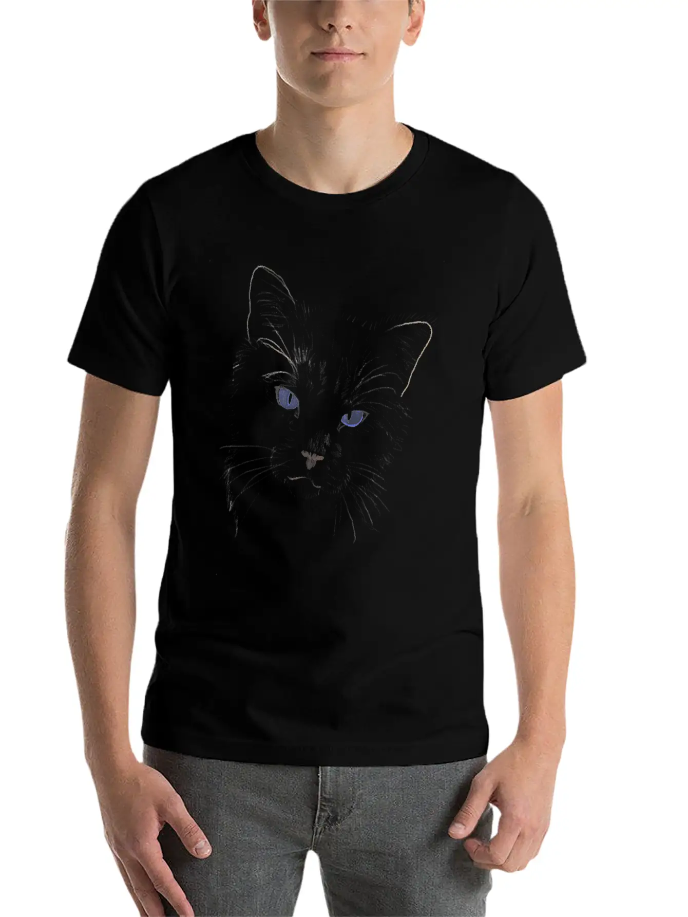"Puff" Jamie's Hand-Drawn Cat Collection Classic Cotton Tee – Unisex Comfort For Any Season